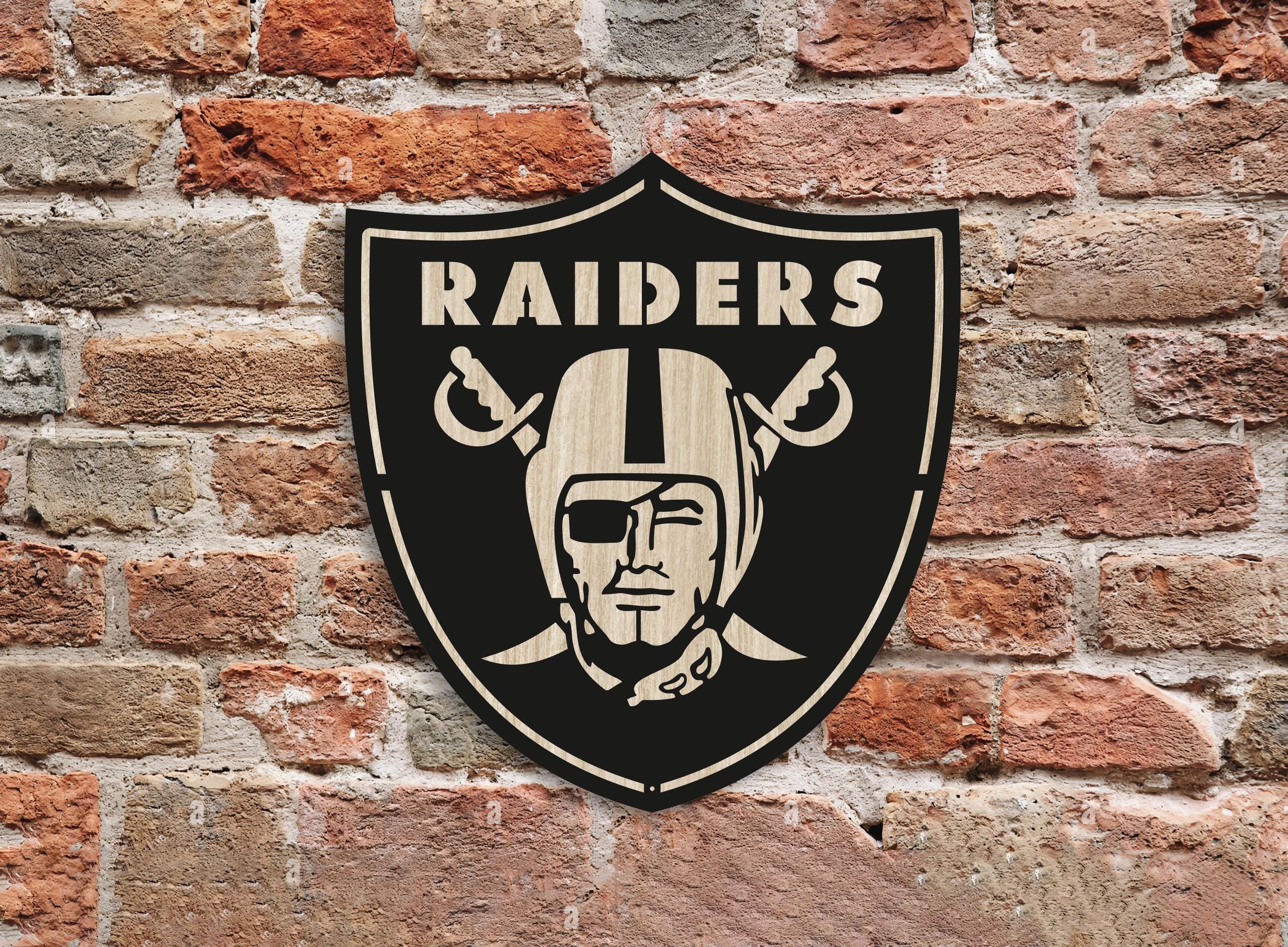 Las Vegas Raiders Wooden Wall Decor, Laser Cut Design with Light and Black Wood Layers, Rustic Sports Team Art for Home or Office