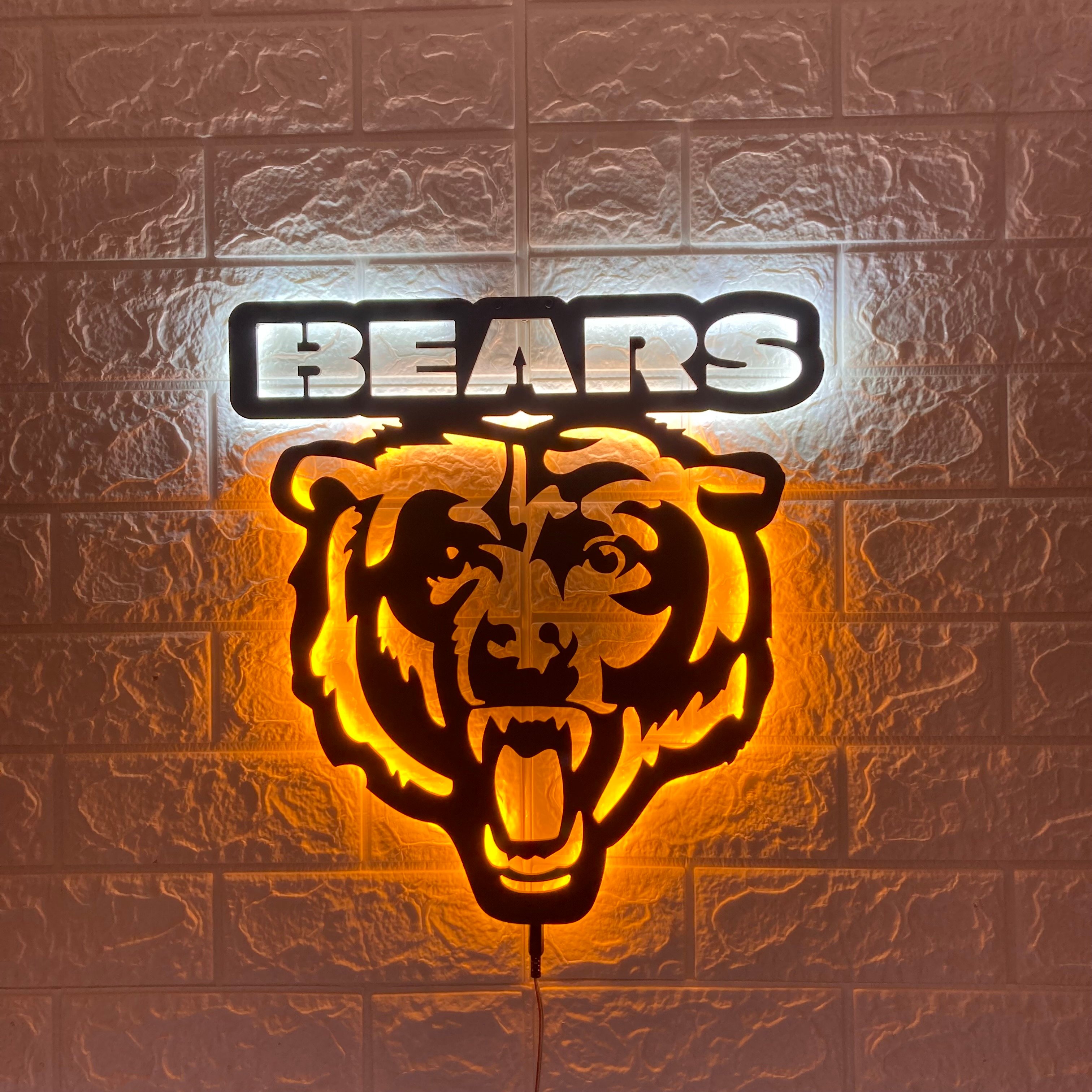 Chicago Bears LED Sign, Customizable Sports Decor, Football Fan Gift, Team Spirit Wall Art, Man Cave Light, Chicago Bears Football Gifts