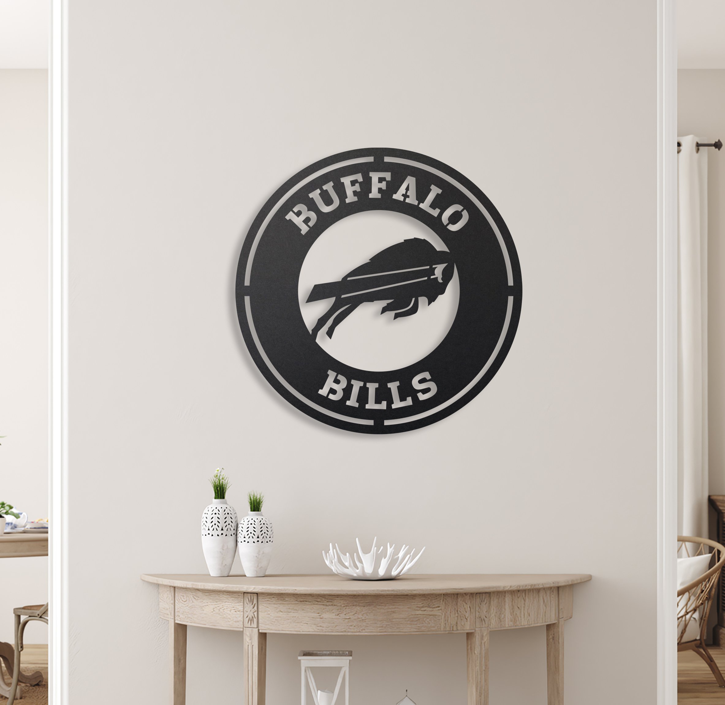 Buffalo Bills Round LED Sign, Customizable Sports Decor, Football Fan Gift, Team Spirit Wall Art, Man Cave Light, Buffalo Bills Football Gifts