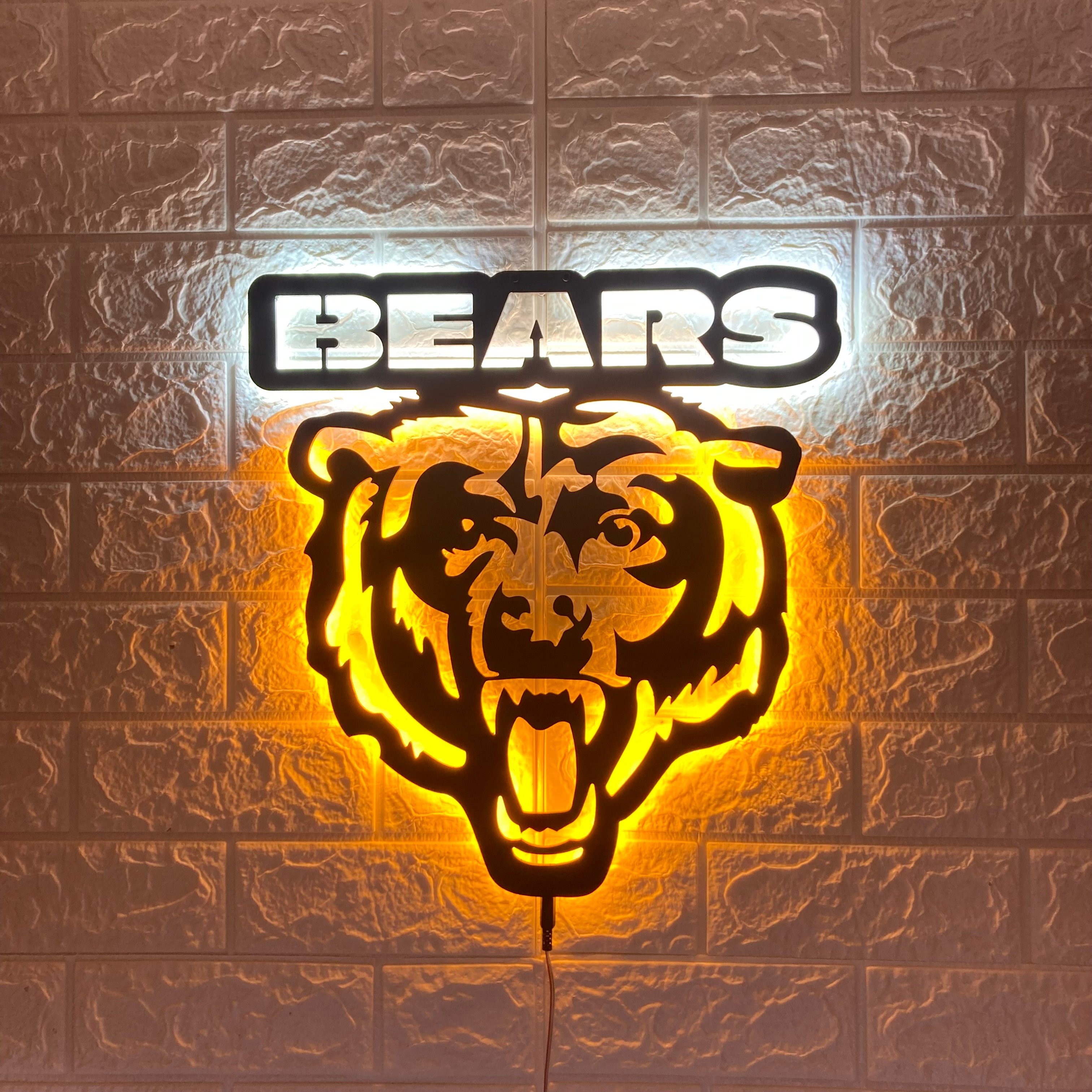 Chicago Bears LED Sign, Customizable Sports Decor, Football Fan Gift, Team Spirit Wall Art, Man Cave Light, Chicago Bears Football Gifts