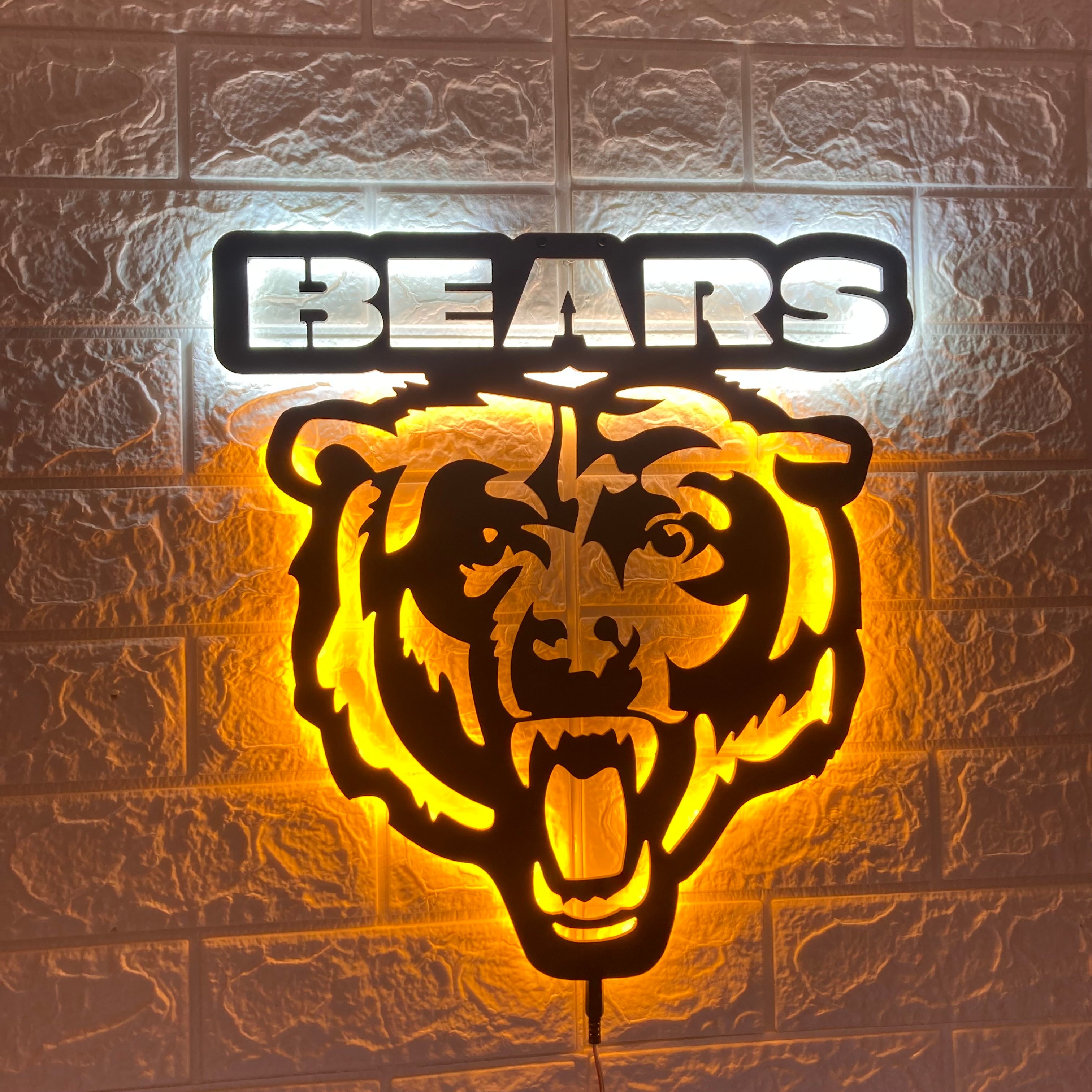 Chicago Bears LED Sign, Customizable Sports Decor, Football Fan Gift, Team Spirit Wall Art, Man Cave Light, Chicago Bears Football Gifts