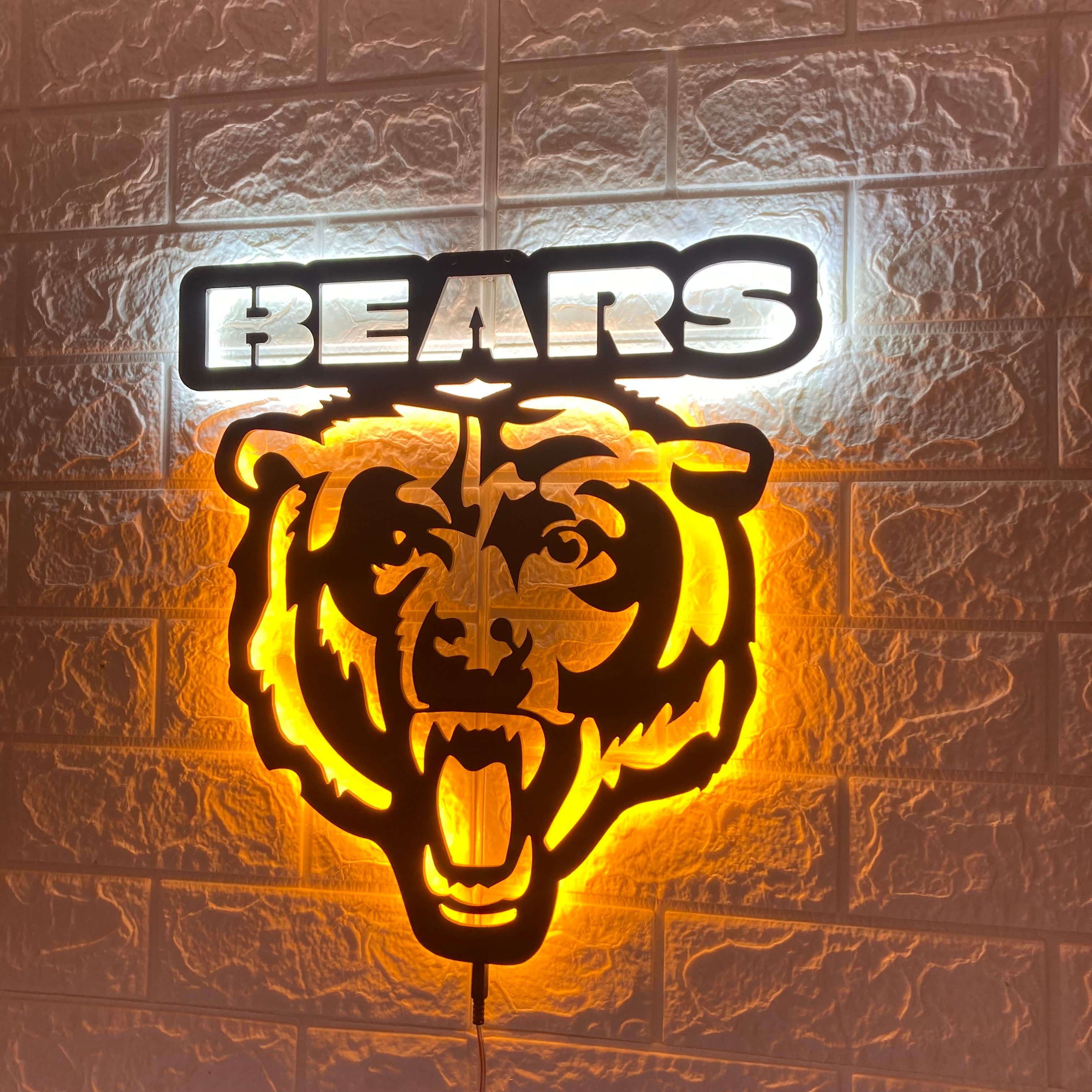 Chicago Bears LED Sign, Customizable Sports Decor, Football Fan Gift, Team Spirit Wall Art, Man Cave Light, Chicago Bears Football Gifts