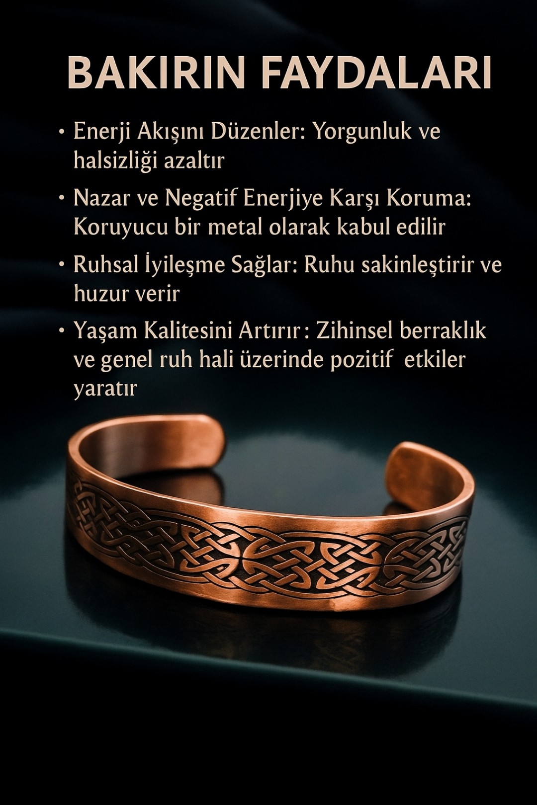 Kelt Düğümü Has Bakır Bileklik 