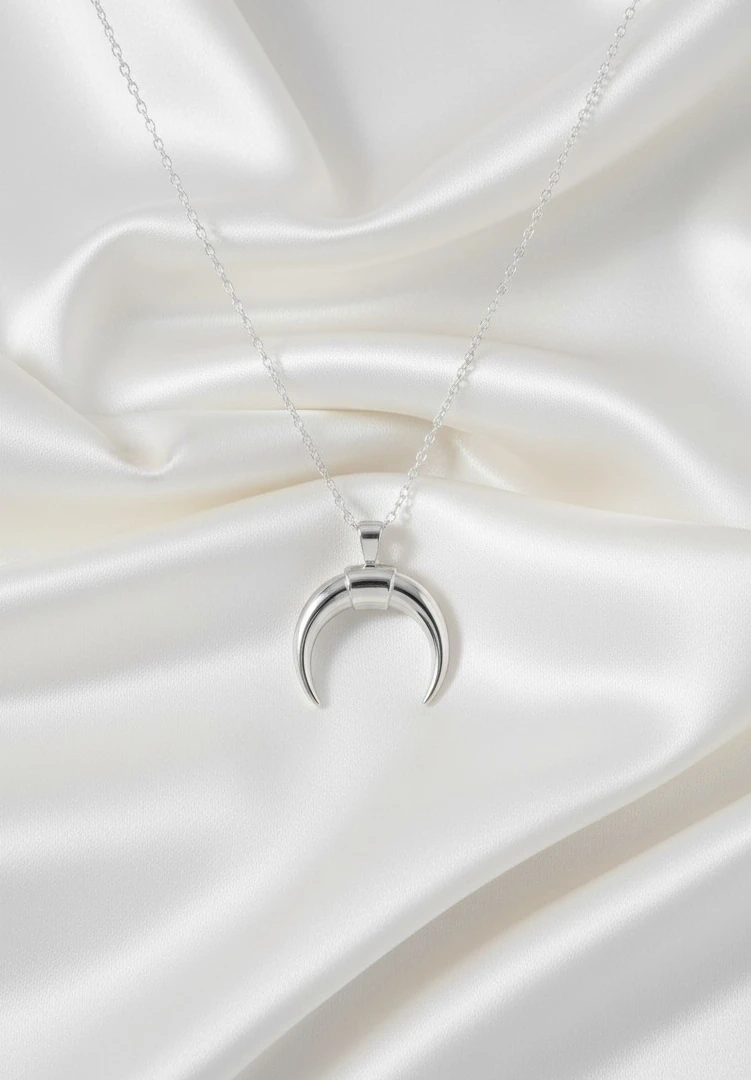 Ters Hilal Kolye 925 Ayar Gümüş