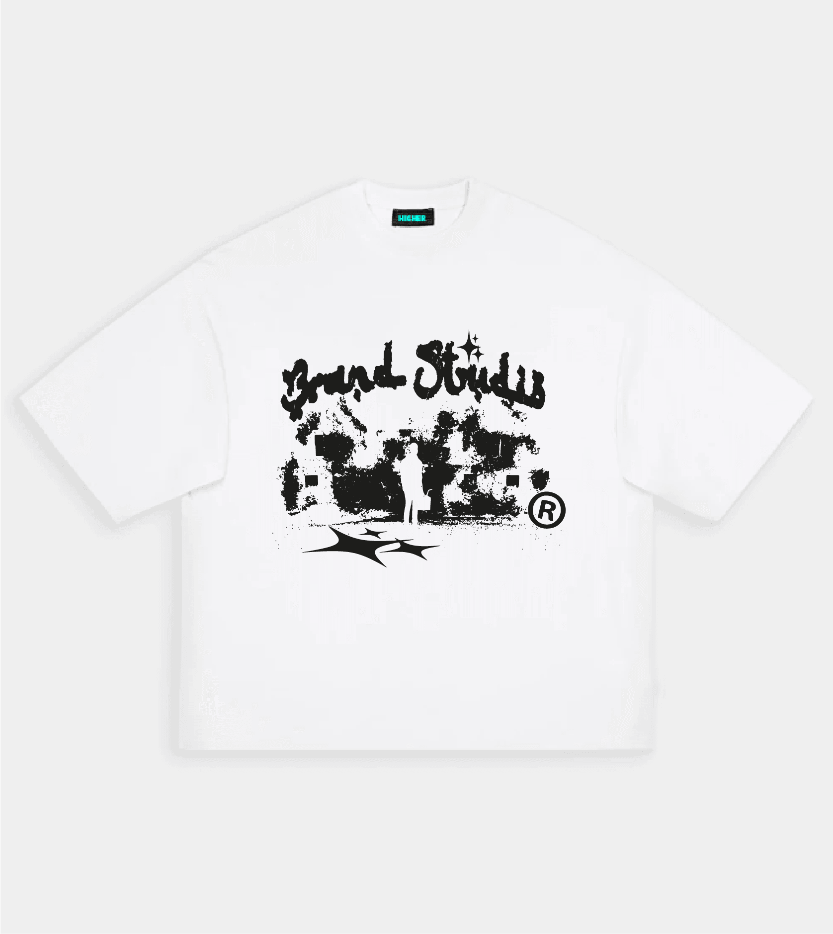 Brand R Premium Unisex Oversize T-shirt - Beyaz