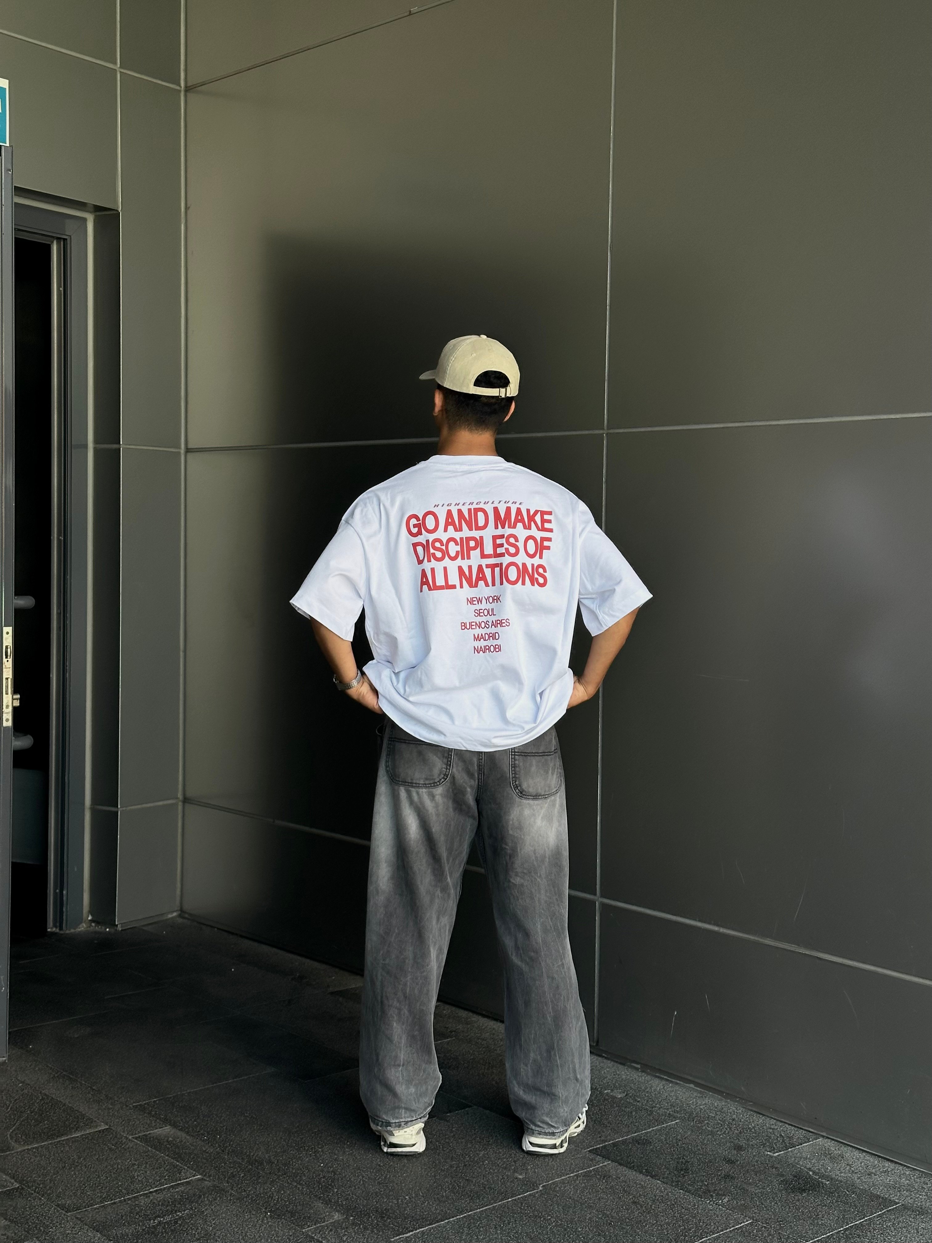 Go and Make Back Printed Premium Unisex Oversize T-shirt  - Beyaz