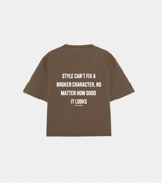 Broken Charecter Premium Unisex Oversize T-shirt - Kahverengi