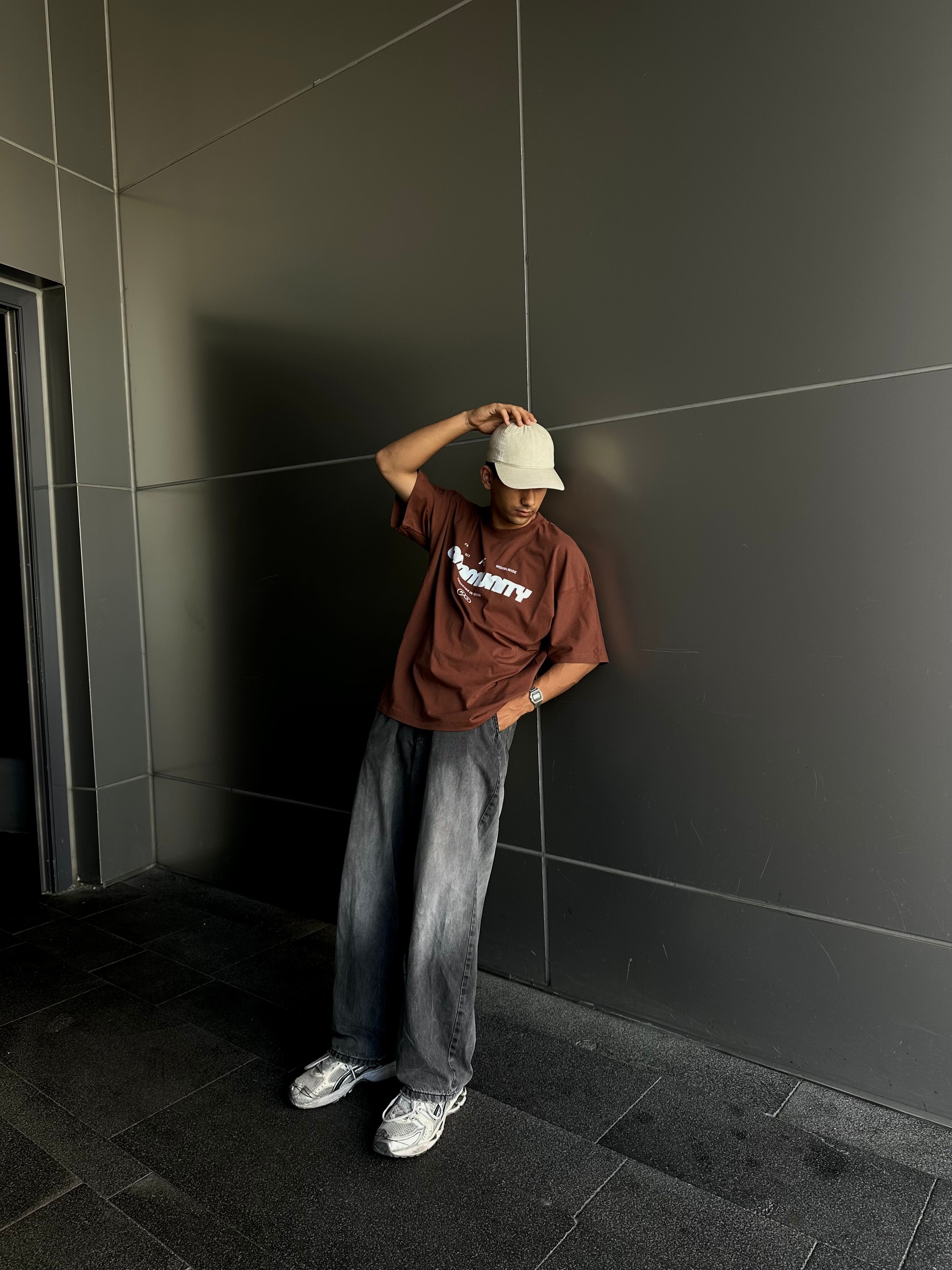 Comminity Premium Unisex Oversize T-shirt - Kahverengi
