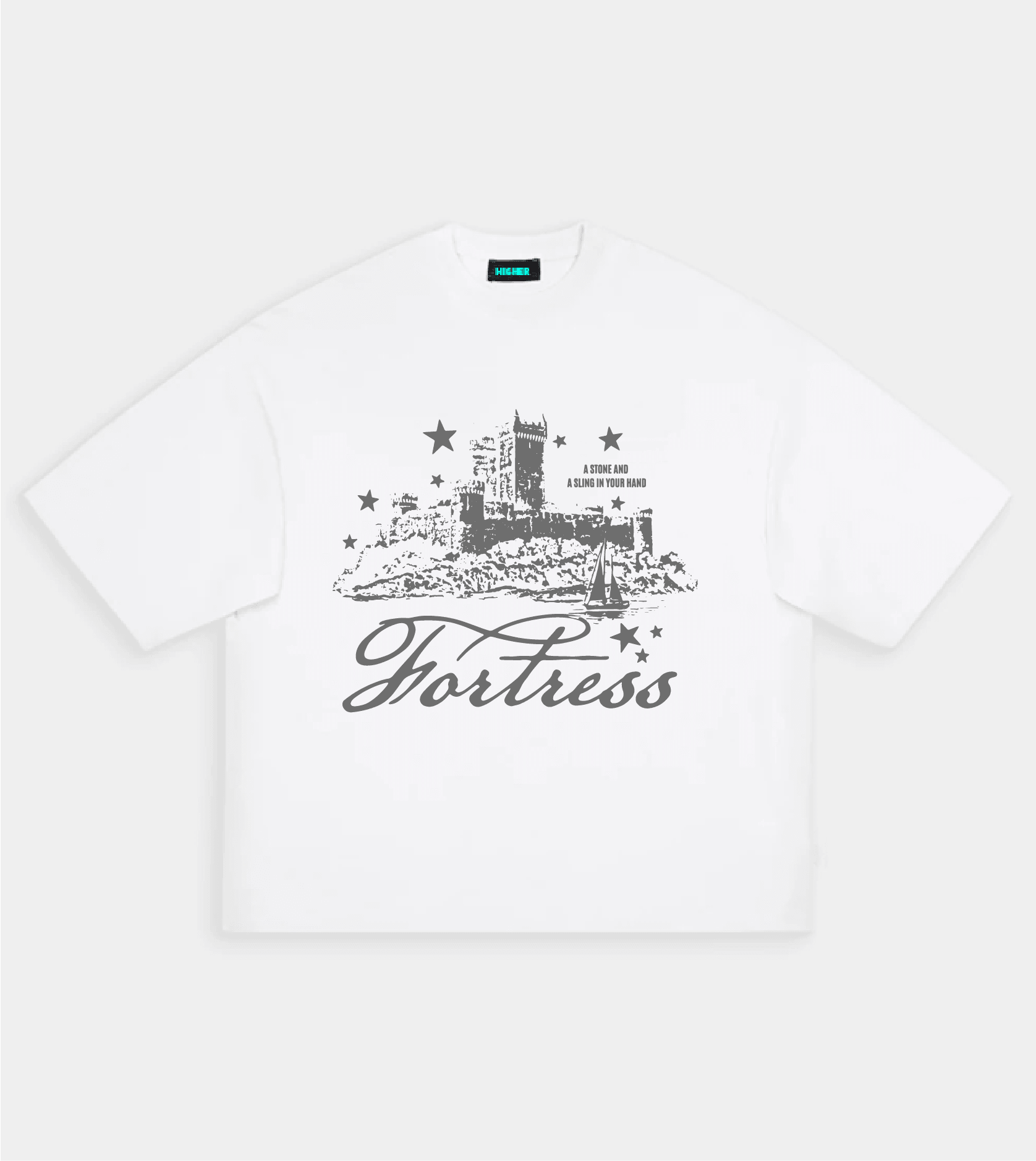 Up To The Stars Premiu Unisex Oversize T-shirt - Beyaz
