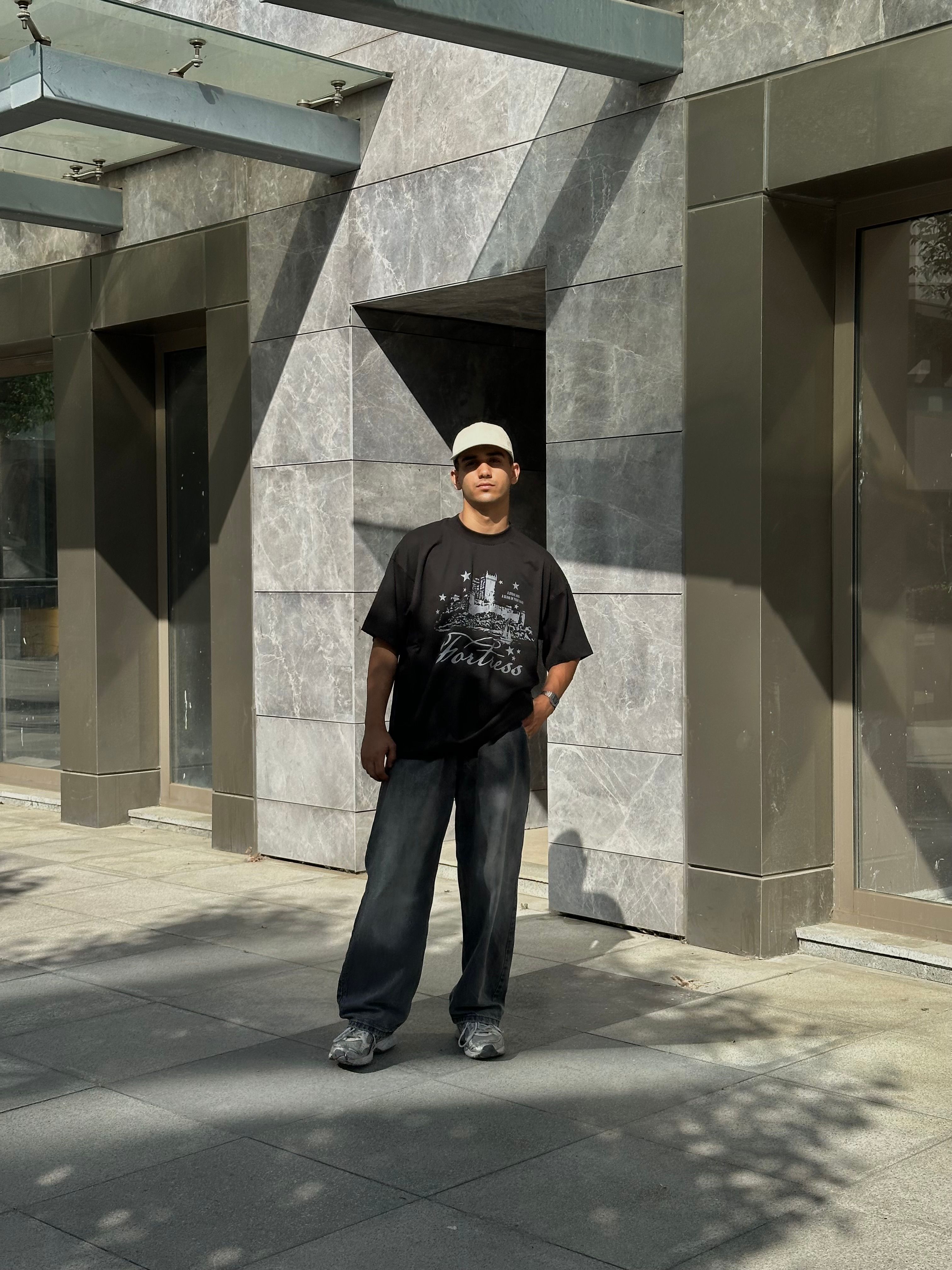 Up To The Stars Premiu Unisex Oversize T-shirt - Siyah