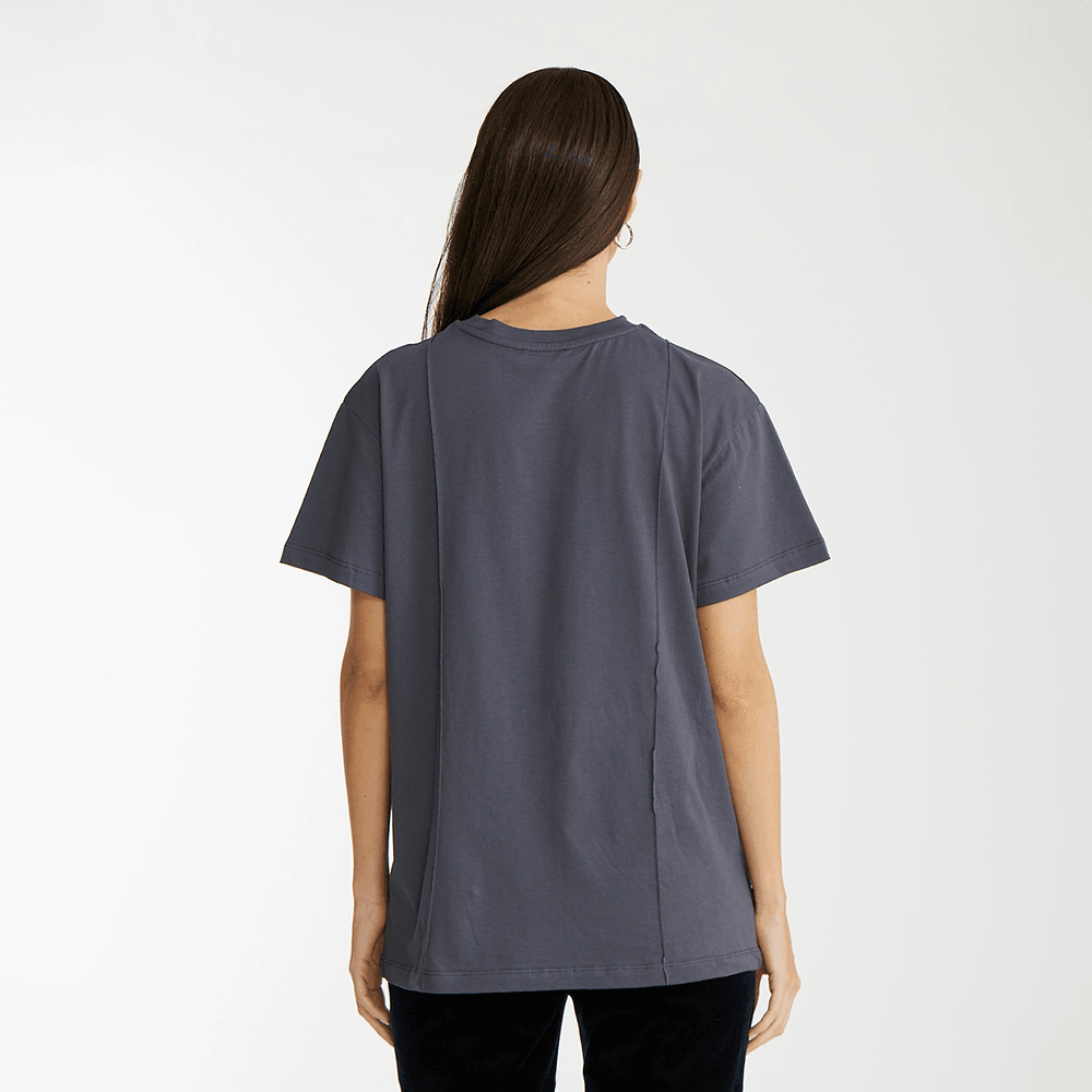 Unisex Antrasit Bisiklet Yaka T-Shirt