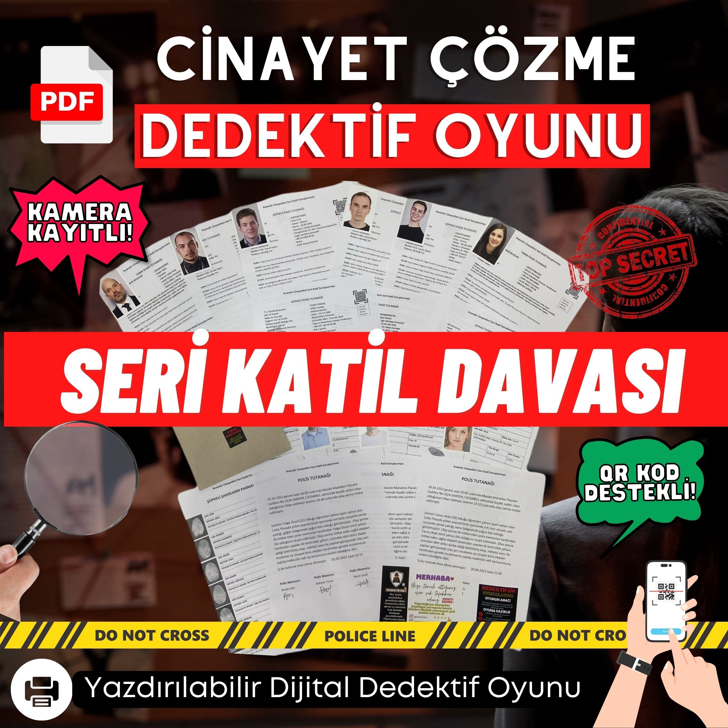 Anında İndirilebilir | 8'li Ekonomik Paket Yazdırılabilir PDF Dedektif Oyunu