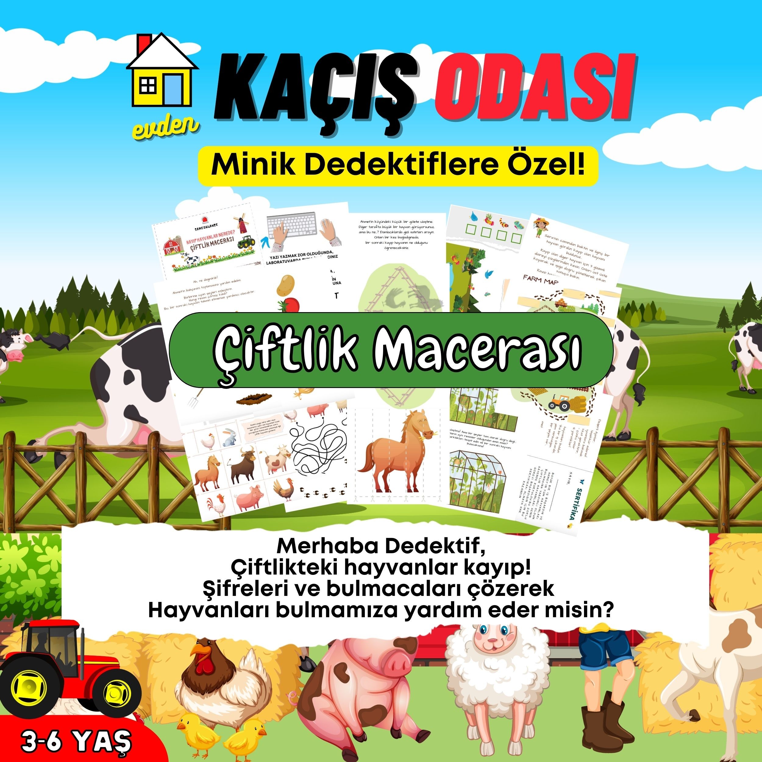 Çiftlik Macerası | Evden Kaçış Odası,Çocuklara Özel Çöpçü Avı Oyunu