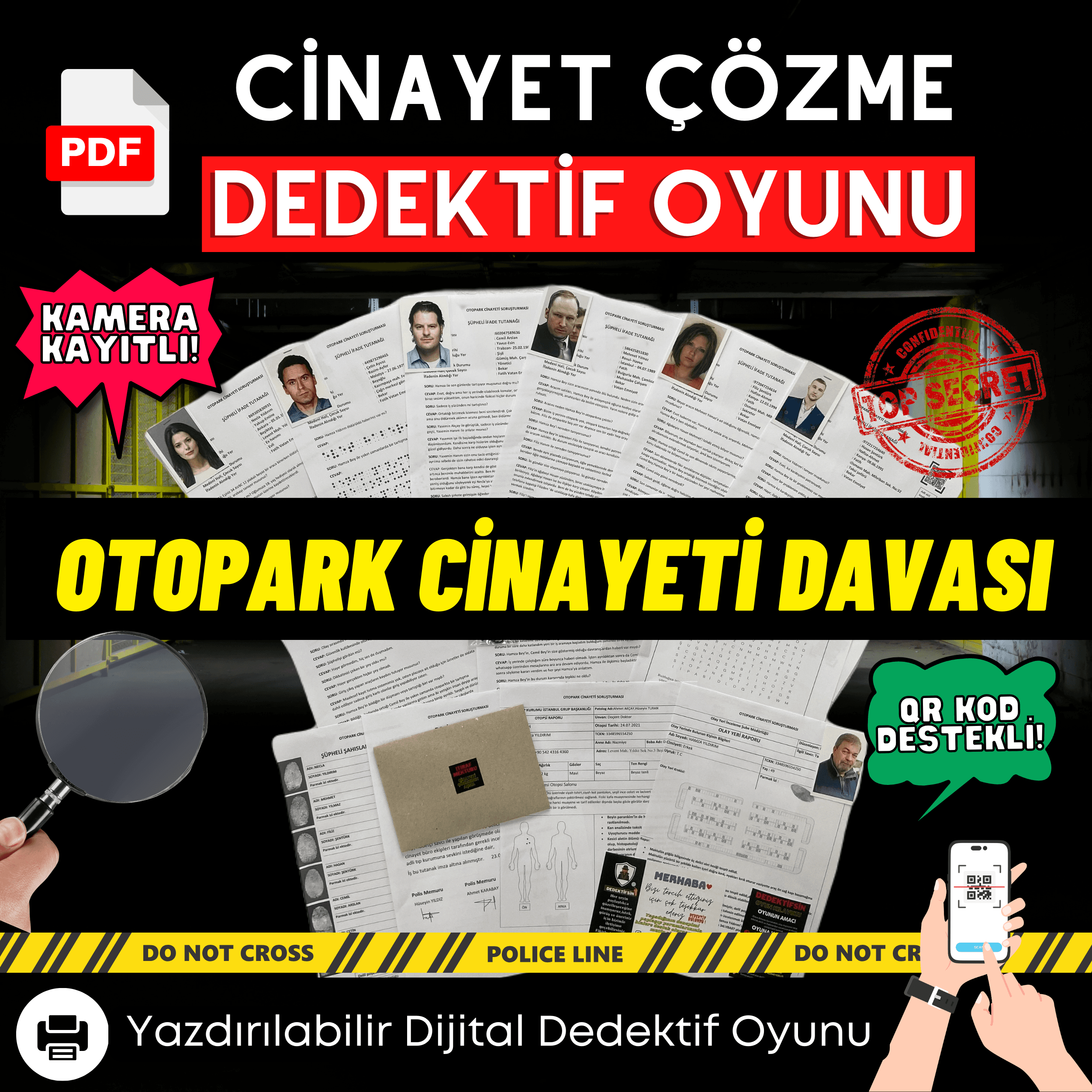 Anında İndirilebilir | 2'li Ekonomik Paket Yazdırılabilir PDF Dedektif Oyunu | Otopark ve Havuz Davası