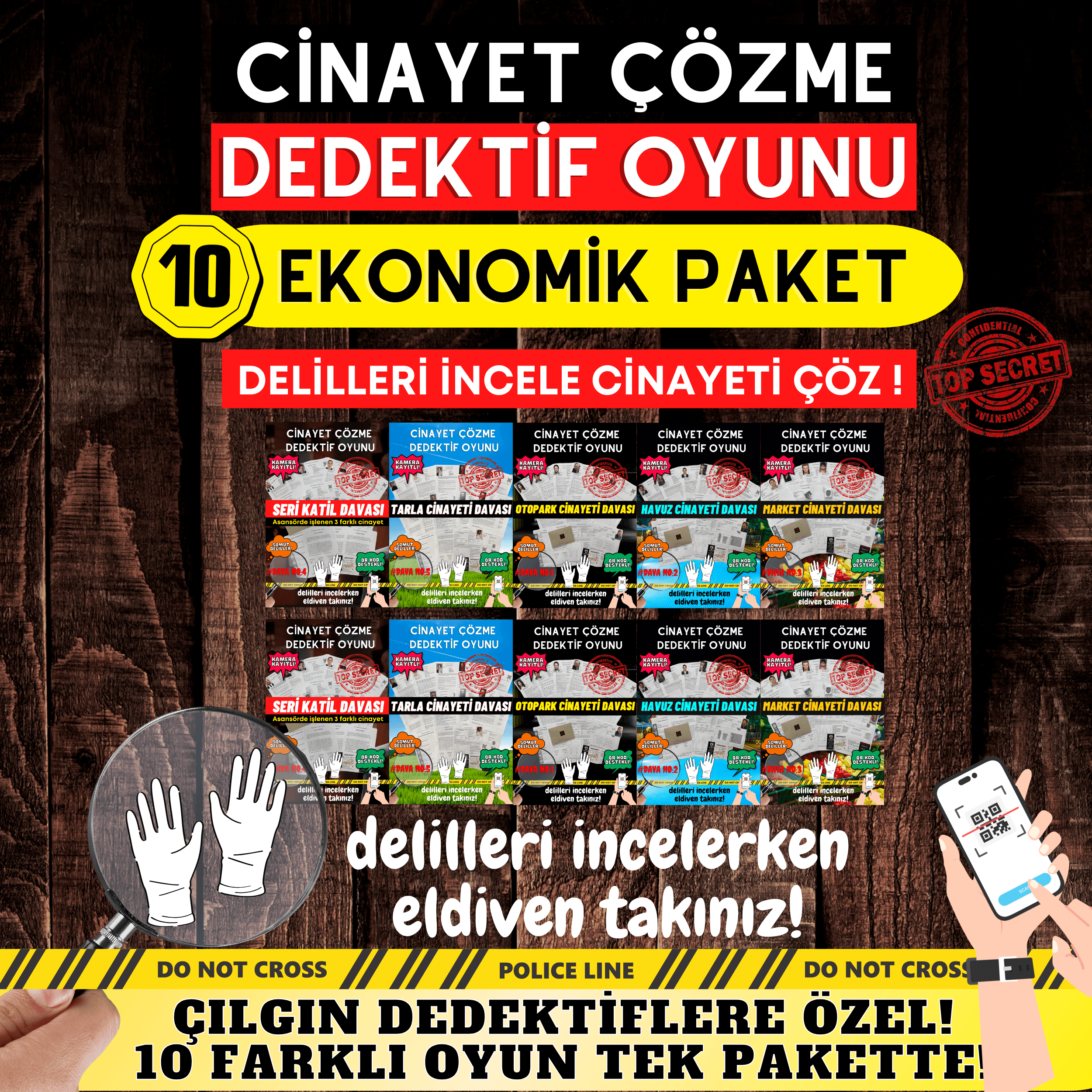 10'lu Ekonomik Paket Cinayet Çözme Dedektiflik Oyunu | Katil Kim Oyunu