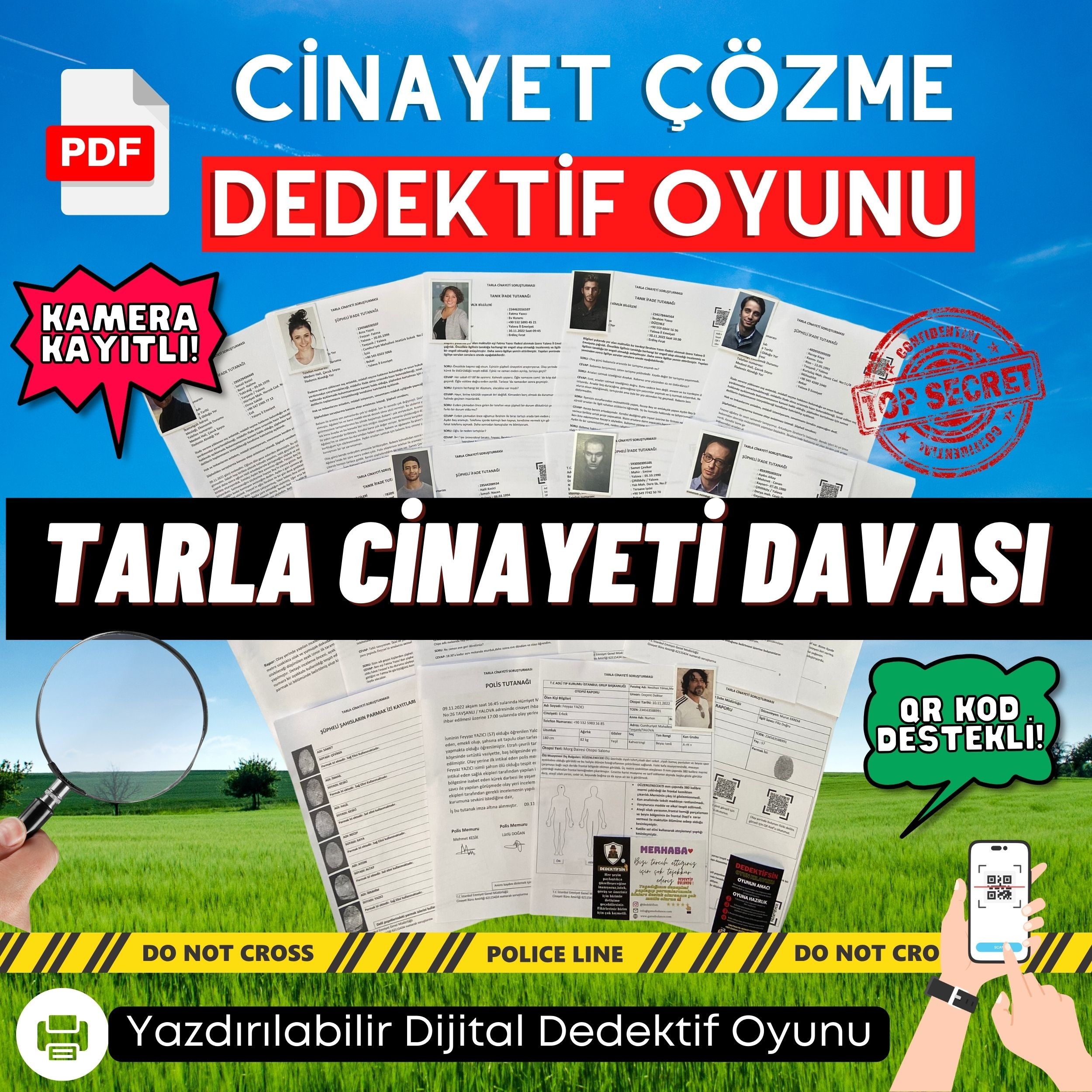 Anında İndirilebilir | 5'li Ekonomik Paket Yazdırılabilir PDF Dedektif Oyunu 