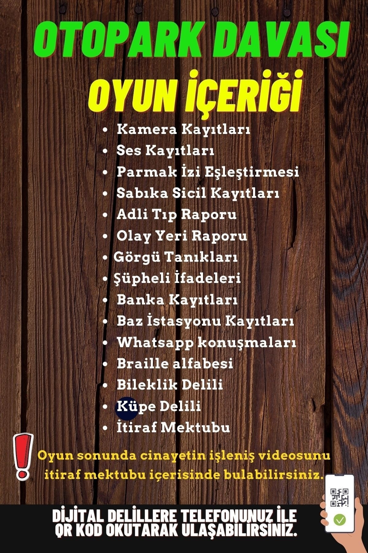 Otopark Davası Dedektif Oyunu | Dedektiflik Kutu Oyunu,Katil Kim Oyunu