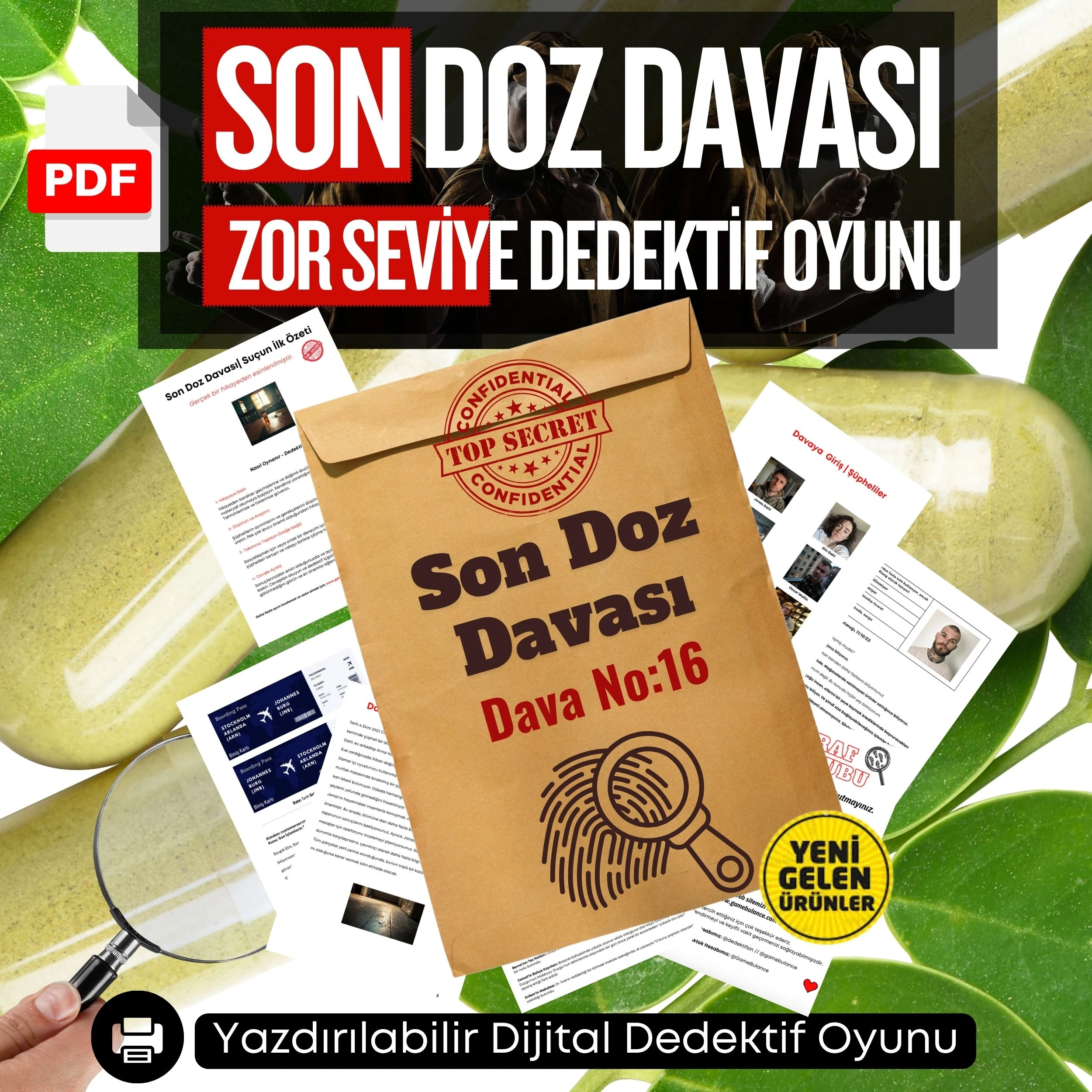 Anında İndirilebilir | Yazdırılabilir PDF Dedektif Oyunu Son Doz Davası