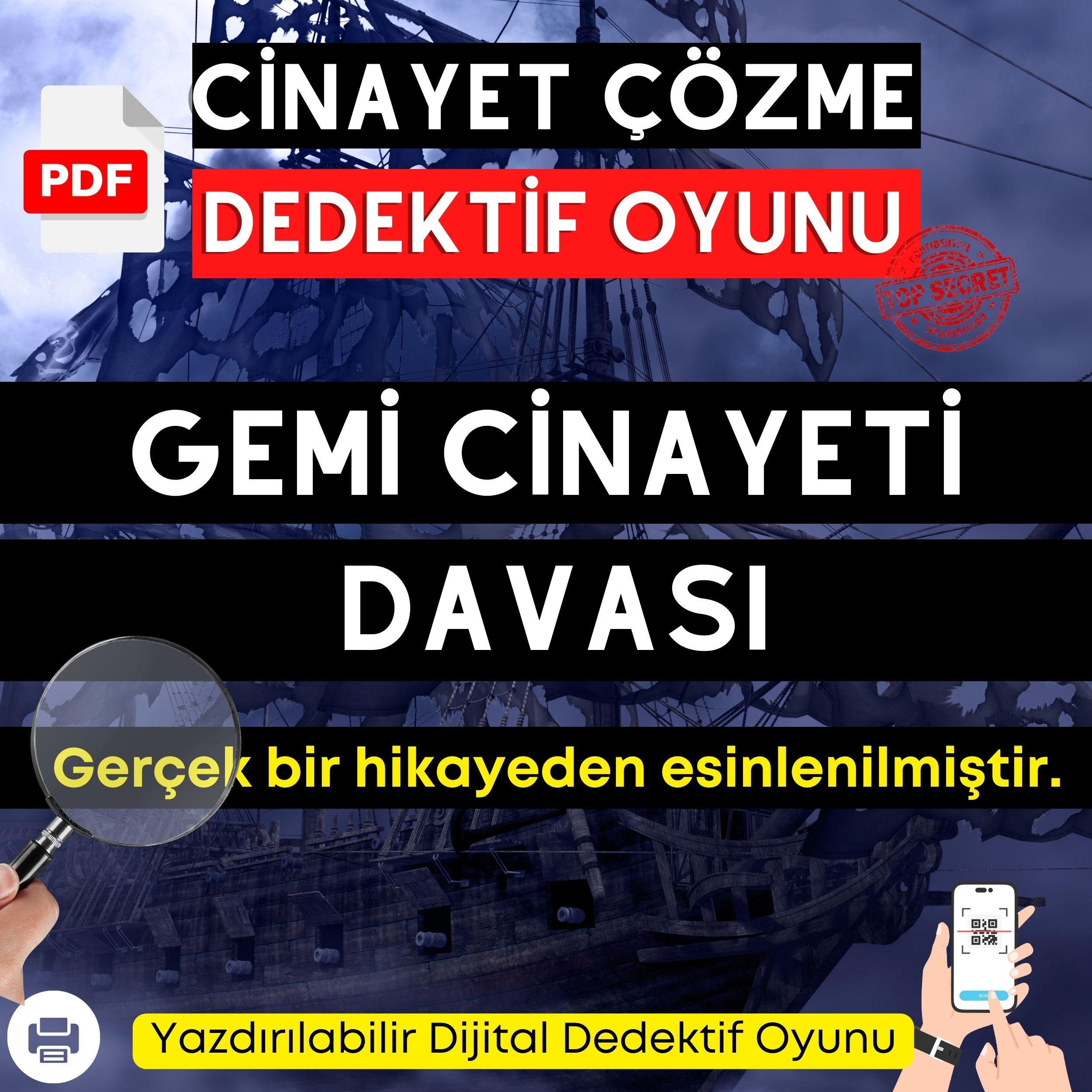 Anında İndirilebilir | Yazdırılabilir PDF Dedektif Oyunu Gemi Cinayeti Davası