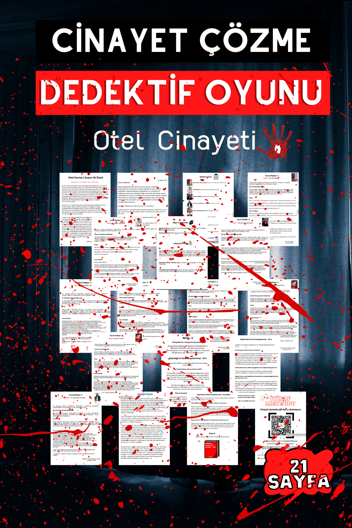 Anında İndirilebilir | Yazdırılabilir PDF Dedektif Oyunu Otel Cinayeti Davası