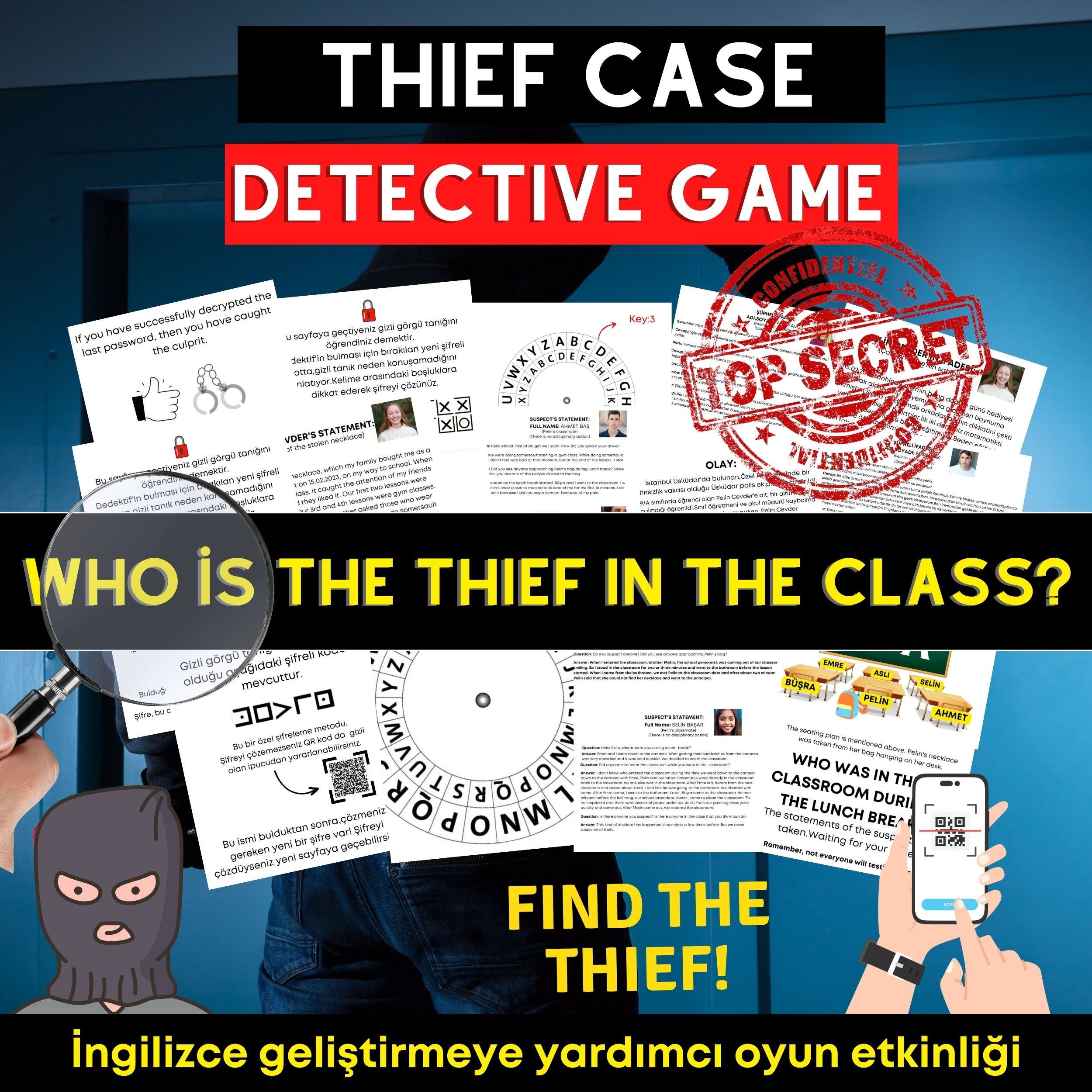 Detective Games Thief Case File,Who is the thief in the class? | İngilizce Dedektif Oyunu