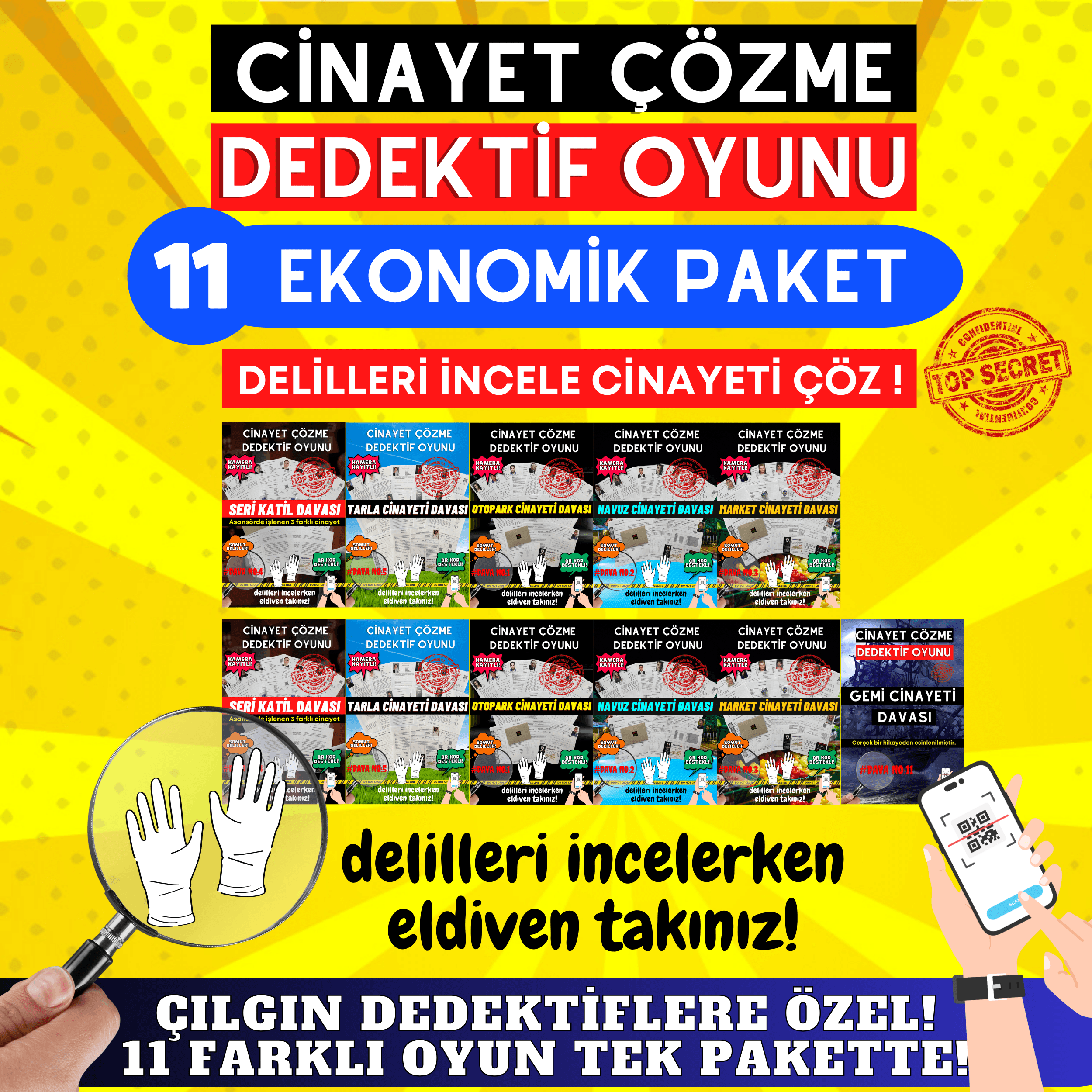 11'li Ekonomik Paket Cinayet Çözme Dedektiflik Oyunu | Katil Kim Oyunu