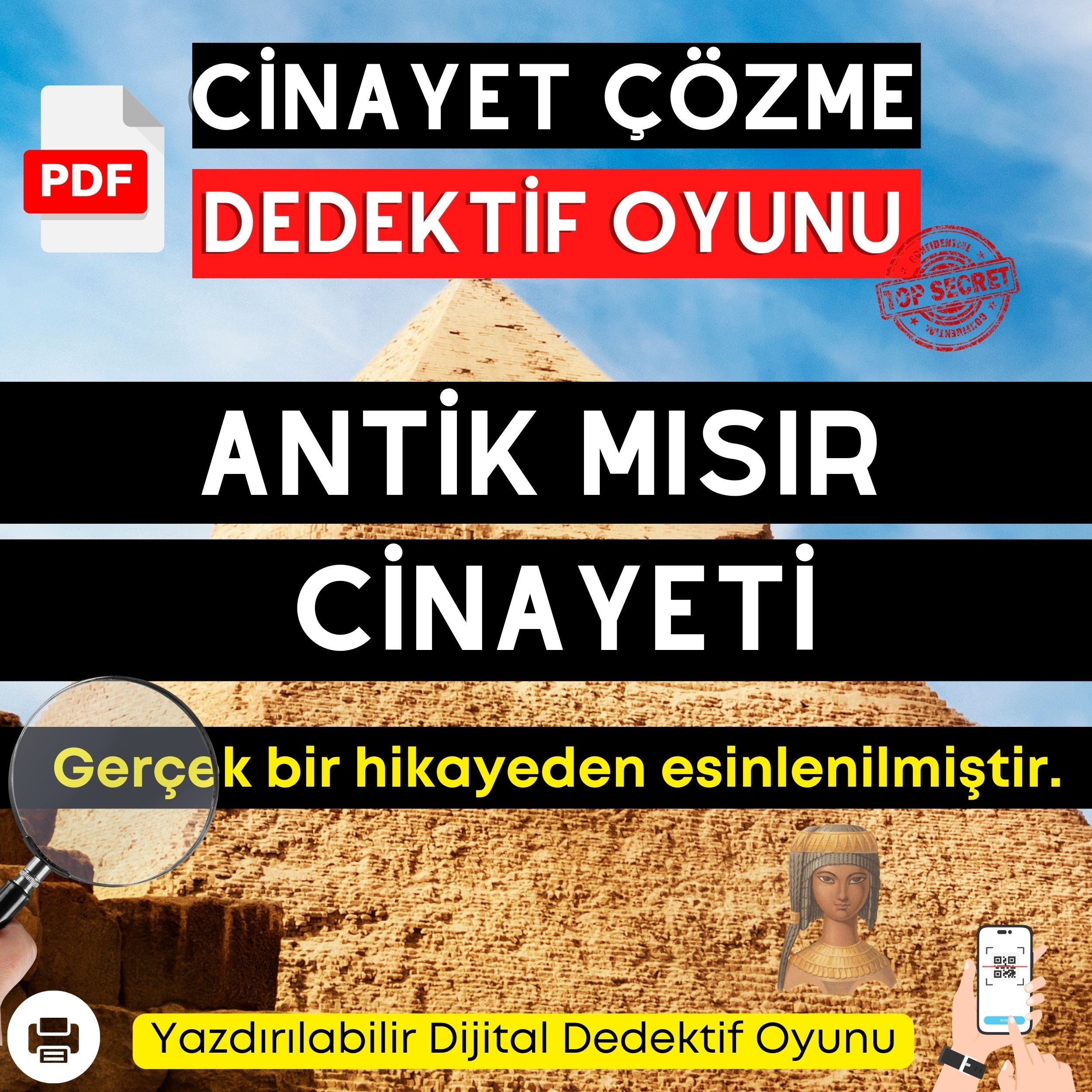 Anında İndirilebilir | Yazdırılabilir PDF Dedektif Oyunu Antik Mısır Cinayeti Davası