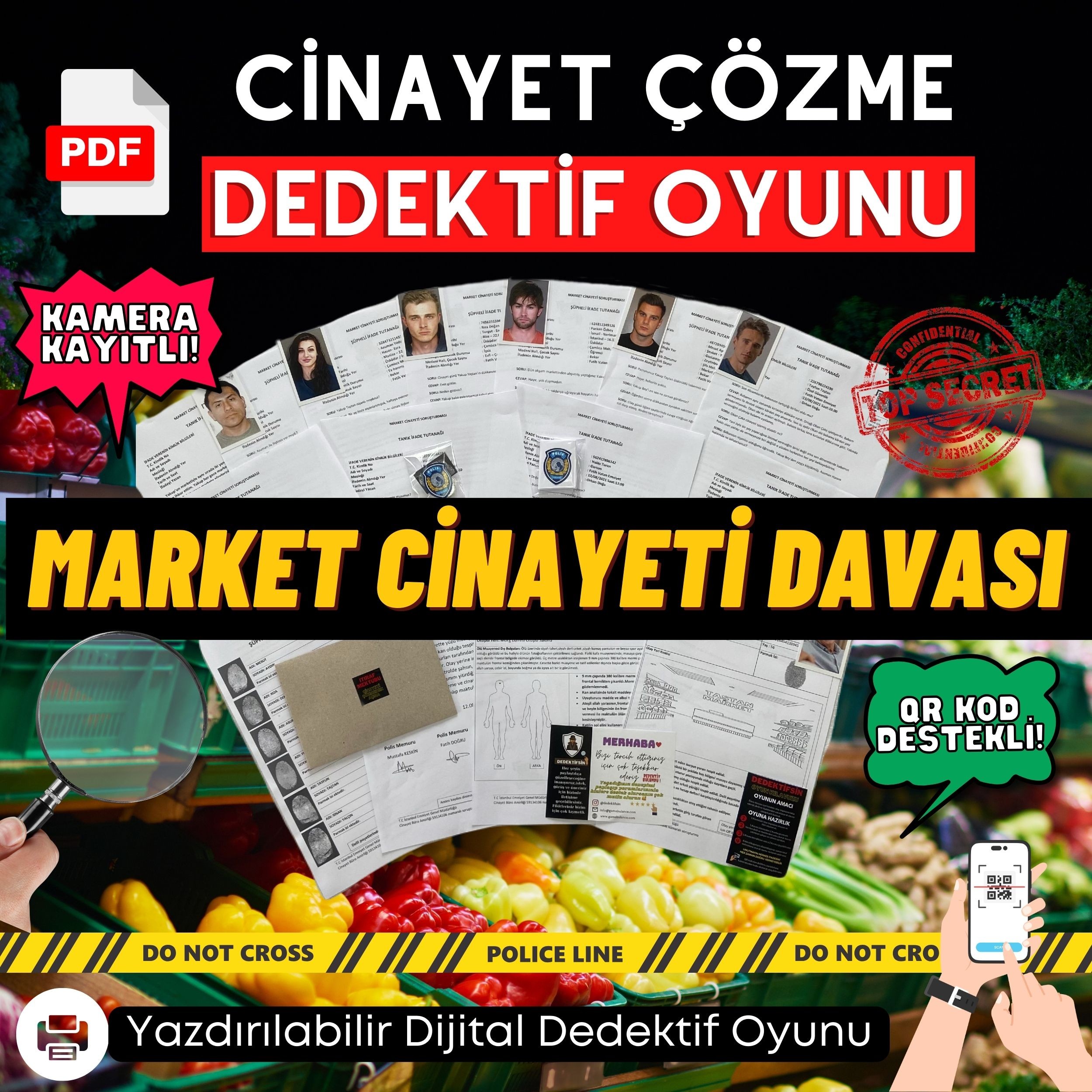 Anında İndirilebilir | 7'li Ekonomik Paket Yazdırılabilir PDF Dedektif Oyunu