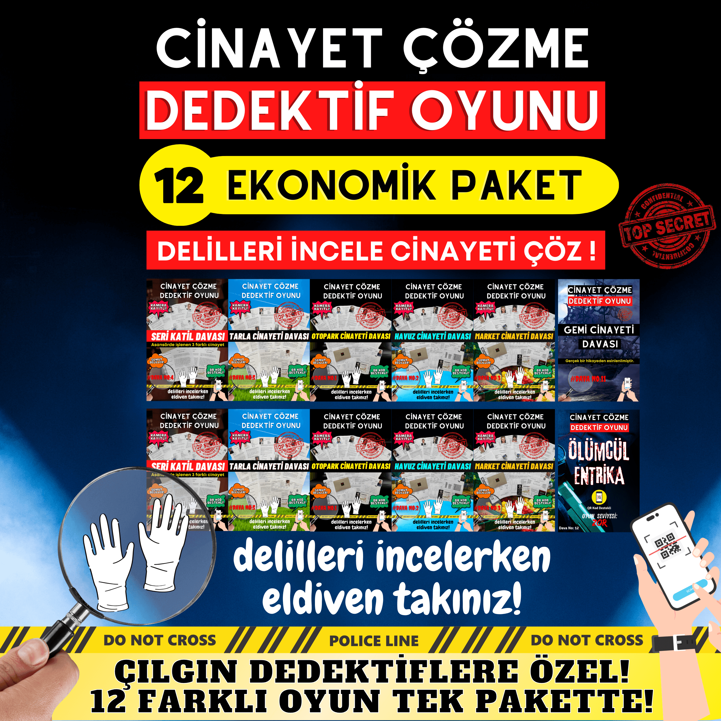 12'li Ekonomik Paket Cinayet Çözme Dedektiflik Oyunu | Katil Kim Oyunu