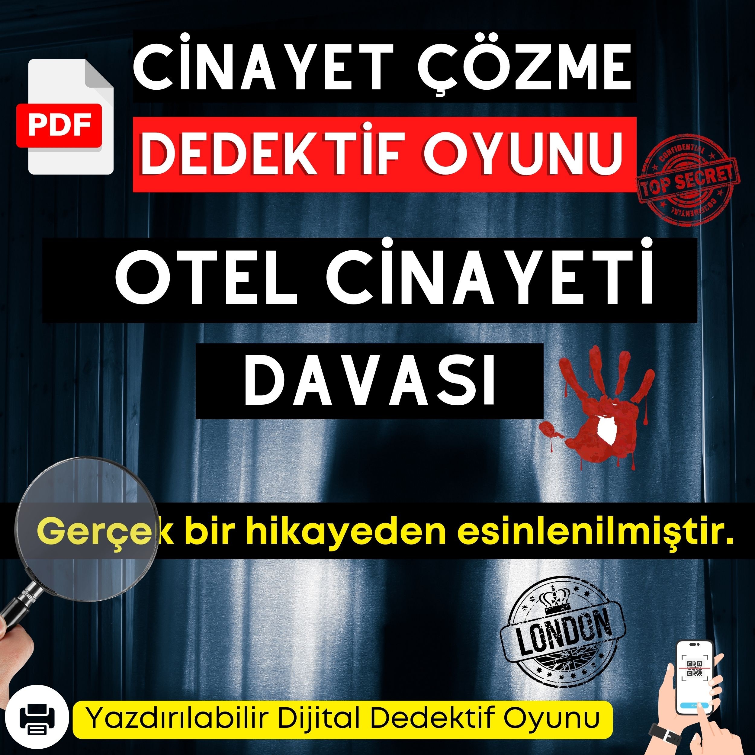 Anında İndirilebilir | Yazdırılabilir PDF Dedektif Oyunu Otel Cinayeti Davası