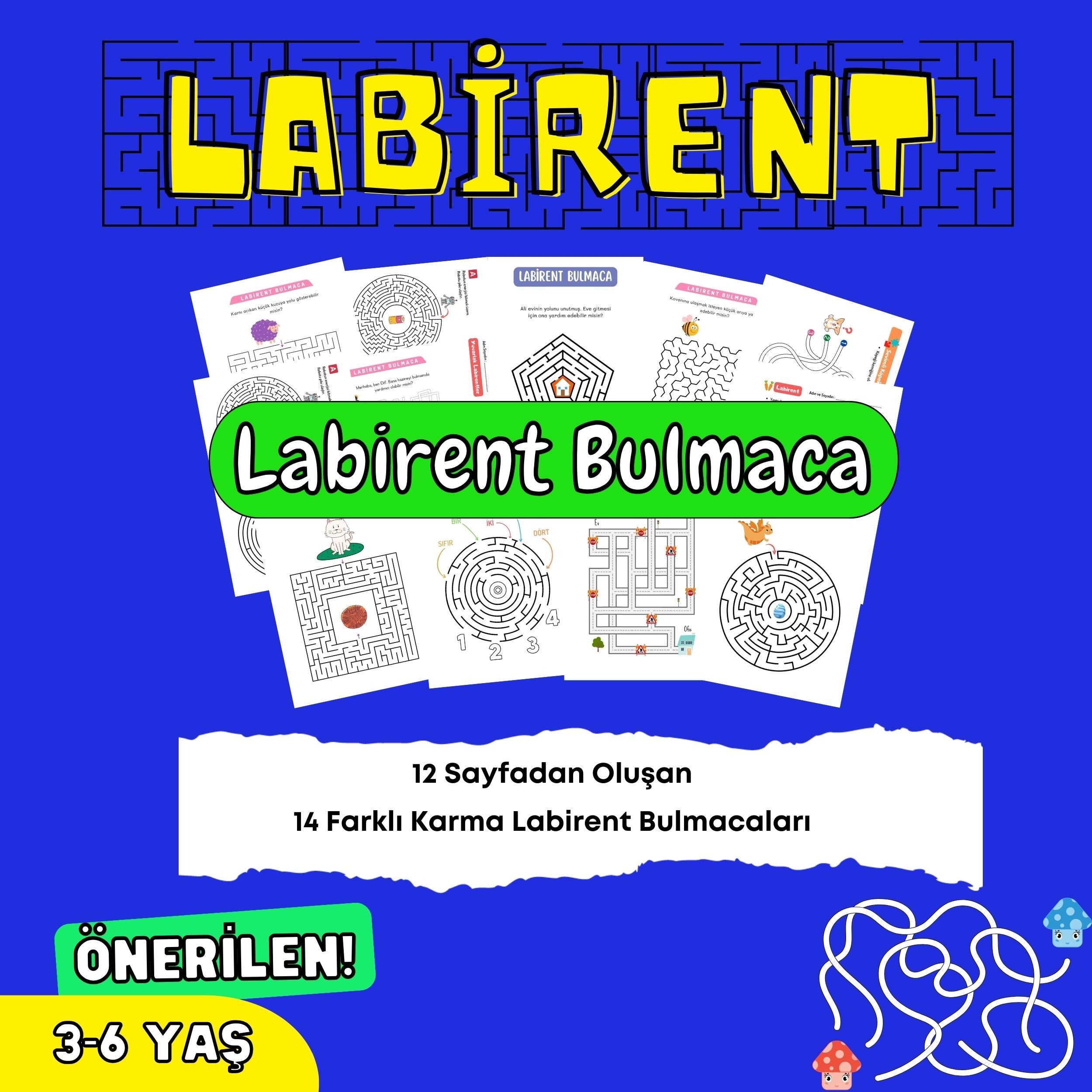 Labirent Bulmaca | Çocuklara Özel Bulmacalar,Eğitici Etkinlikler 3-6 Yaş