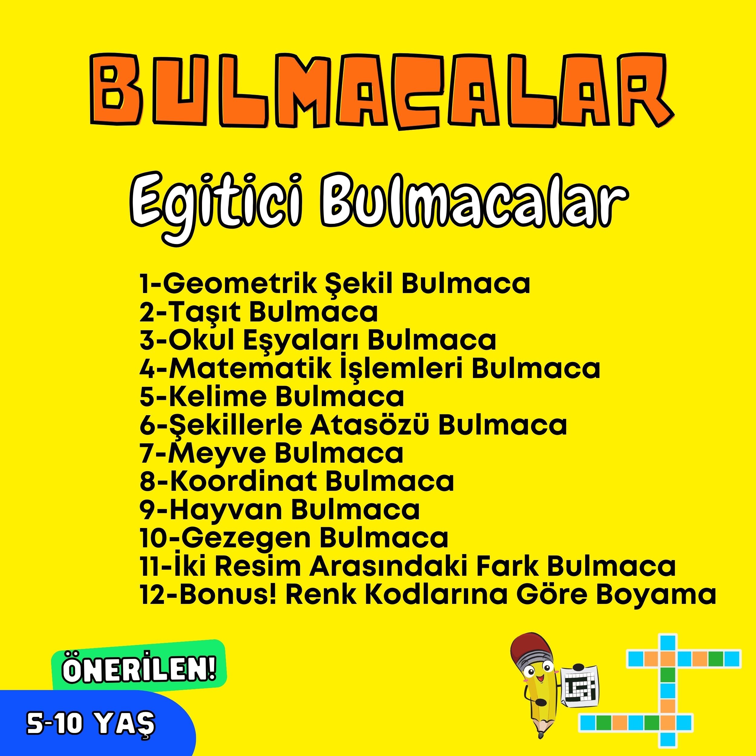 Eğitici Bulmacalar | Çocuklara Özel Bulmacalar,Eğitici Etkinlikler