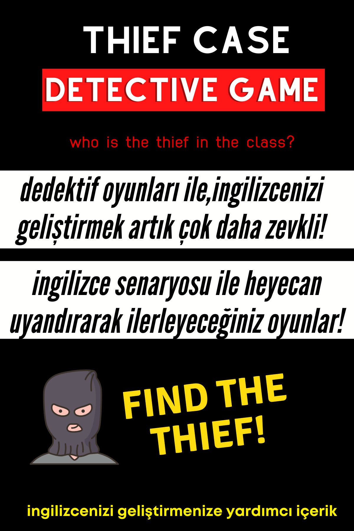 Detective Games Thief Case File,Who is the thief in the class? | İngilizce Dedektif Oyunu