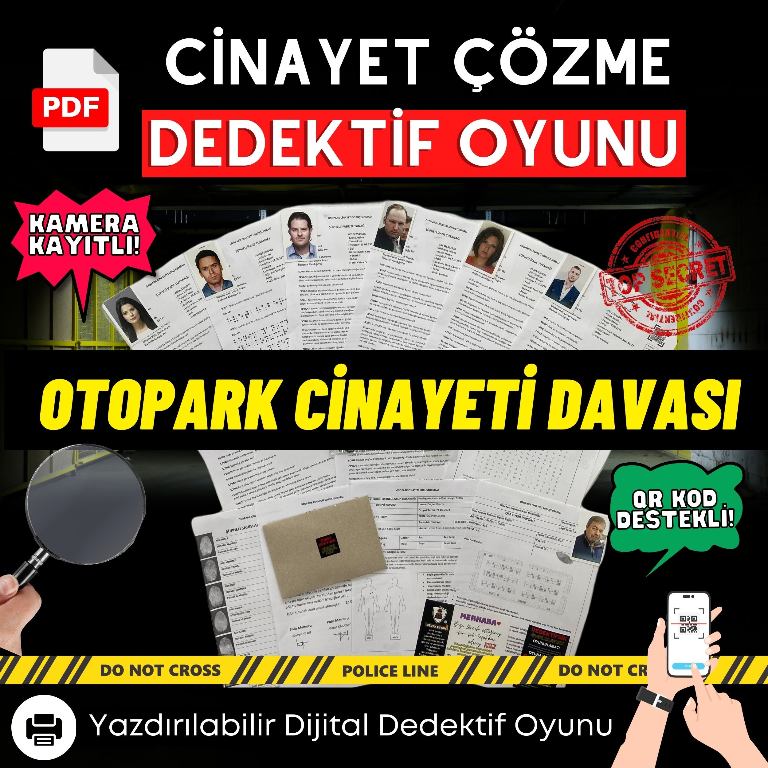 Anında İndirilebilir | 8'li Ekonomik Paket Yazdırılabilir PDF Dedektif Oyunu