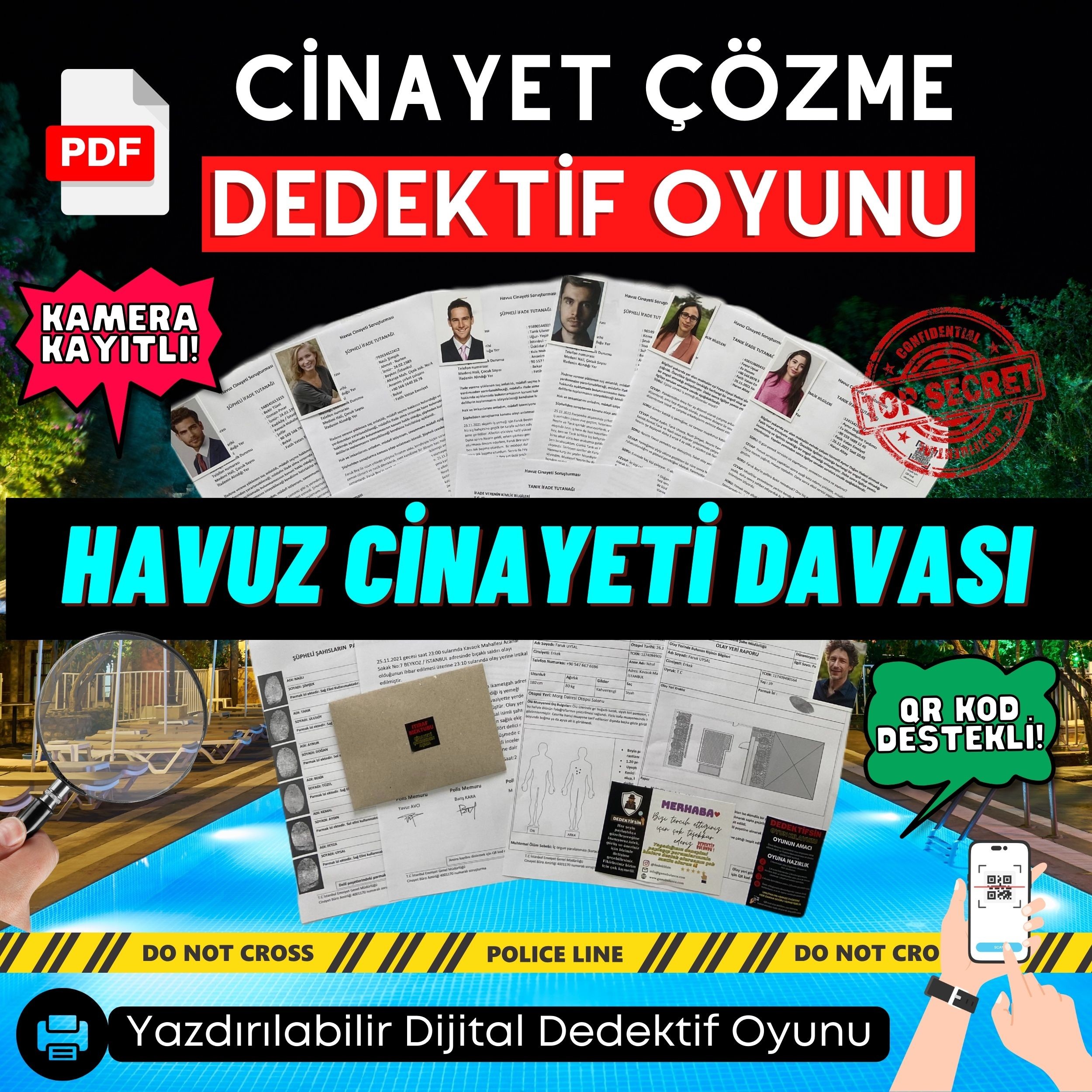 Anında İndirilebilir | 8'li Ekonomik Paket Yazdırılabilir PDF Dedektif Oyunu