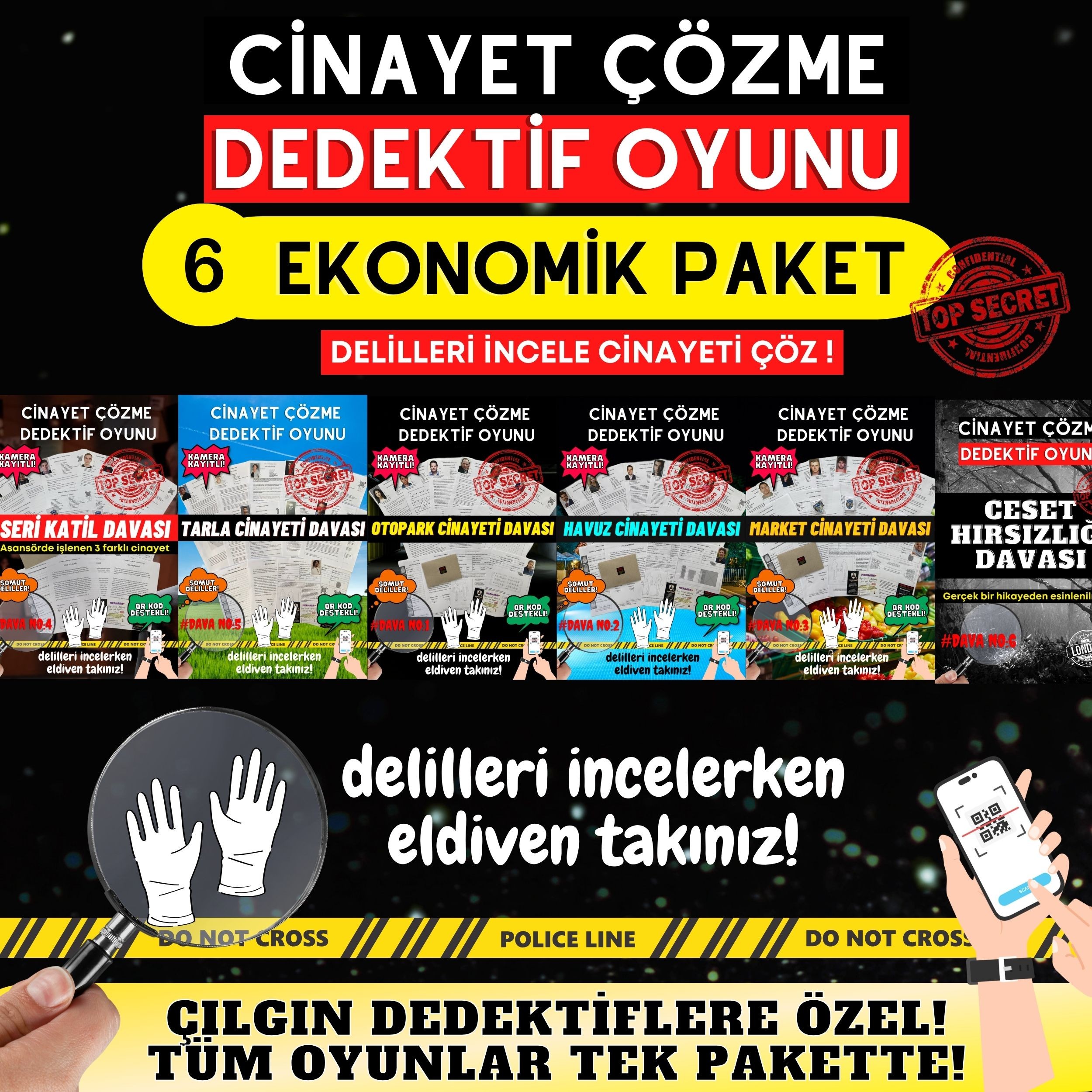 6'lı Ekonomik Paket Cinayet Çözme Dedektiflik Oyunu | Çözülmemiş Davalar