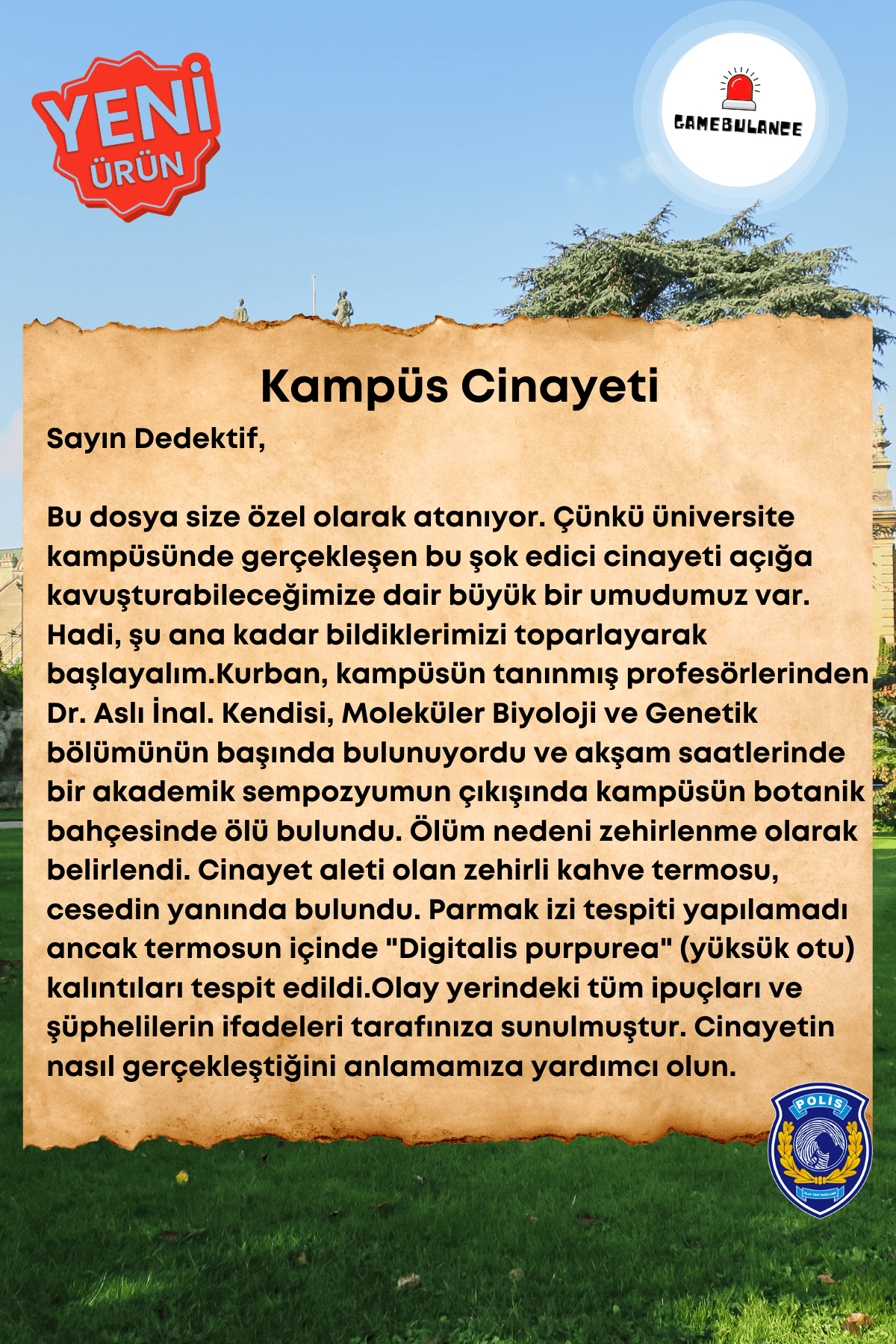 Anında İndirilebilir | Yazdırılabilir PDF Dedektif Oyunu Kampüs Davası