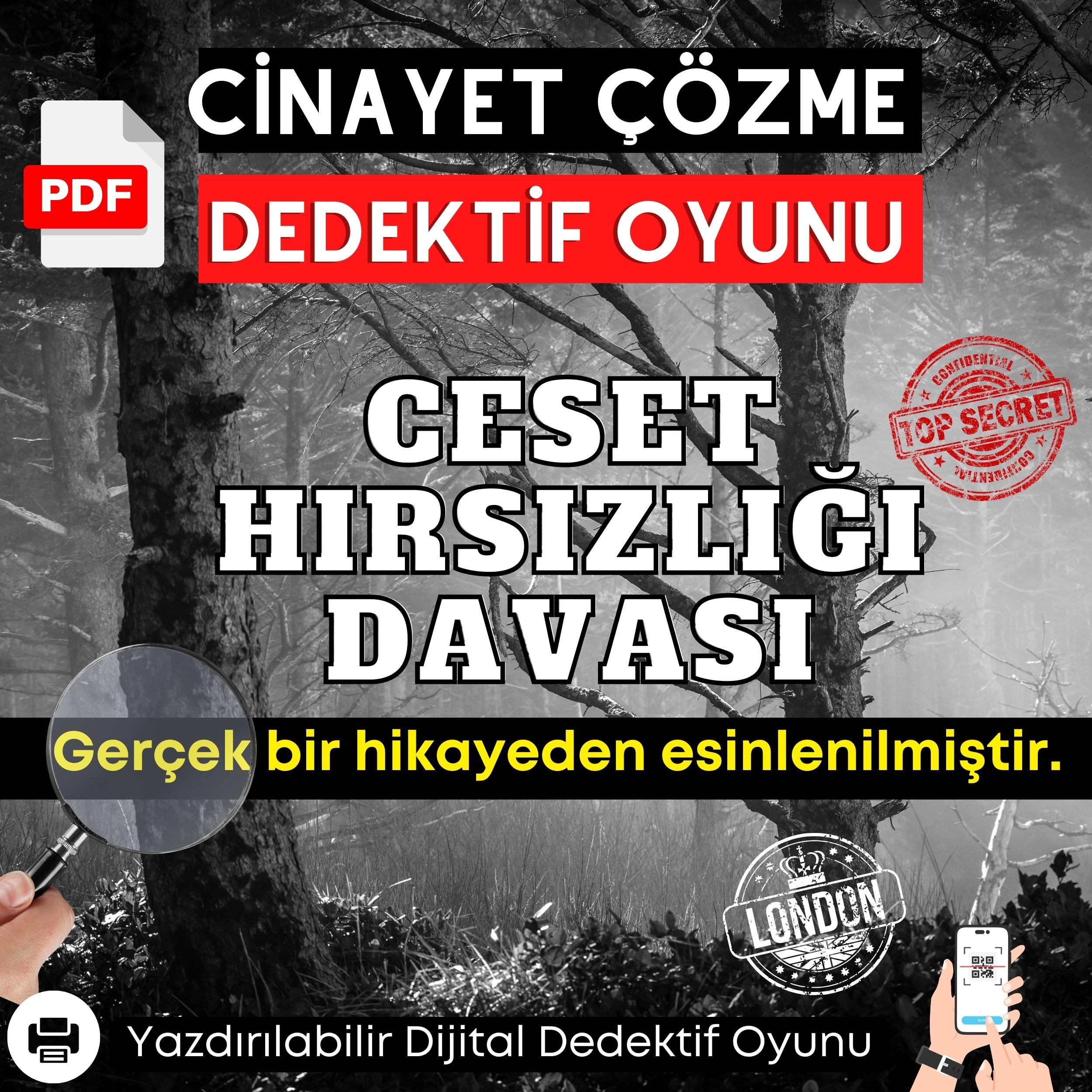 Anında İndirilebilir | Yazdırılabilir PDF Dedektif Oyunu Ceset Hırsızlığı Davası | Çözülmemiş Davalar PDF