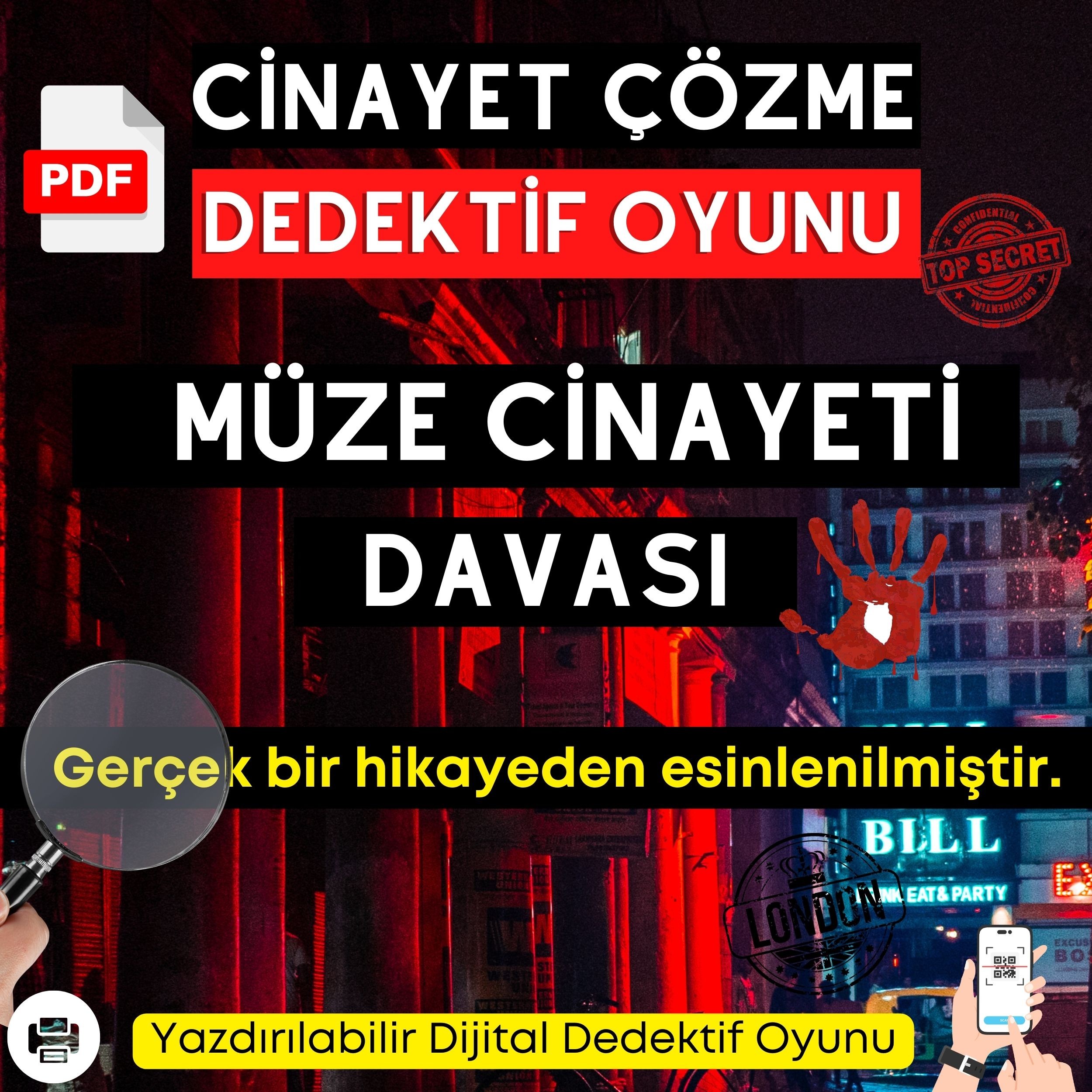 Anında İndirilebilir | Yazdırılabilir PDF Dedektif Oyunu Müze Cinayeti Davası