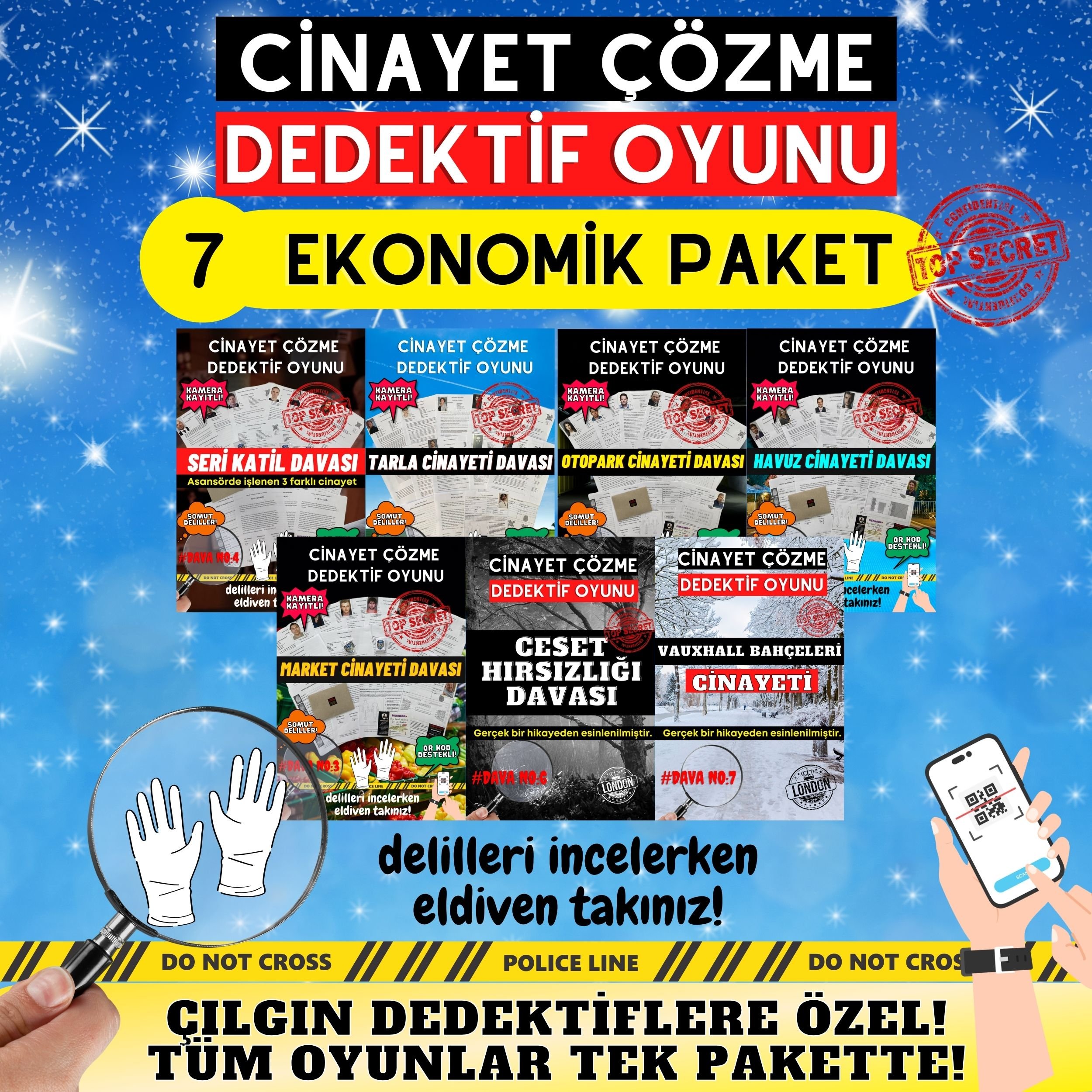 7'li Ekonomik Paket Cinayet Çözme Dedektiflik Oyunu | Katil Kim Oyunları