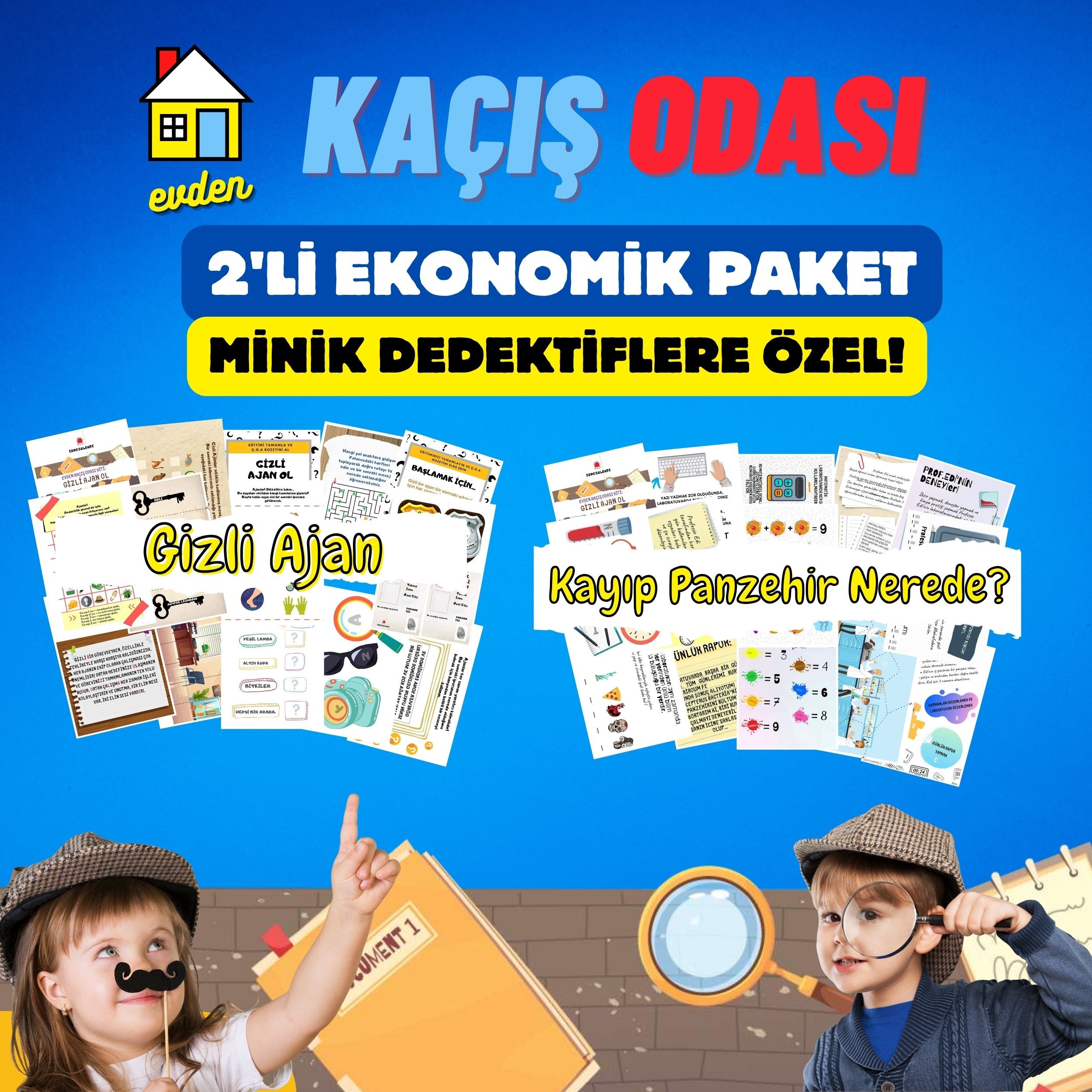 2'li Paket| Evden Kaçış Odası,Çocuklara Özel Çöpçü Avı Oyunu