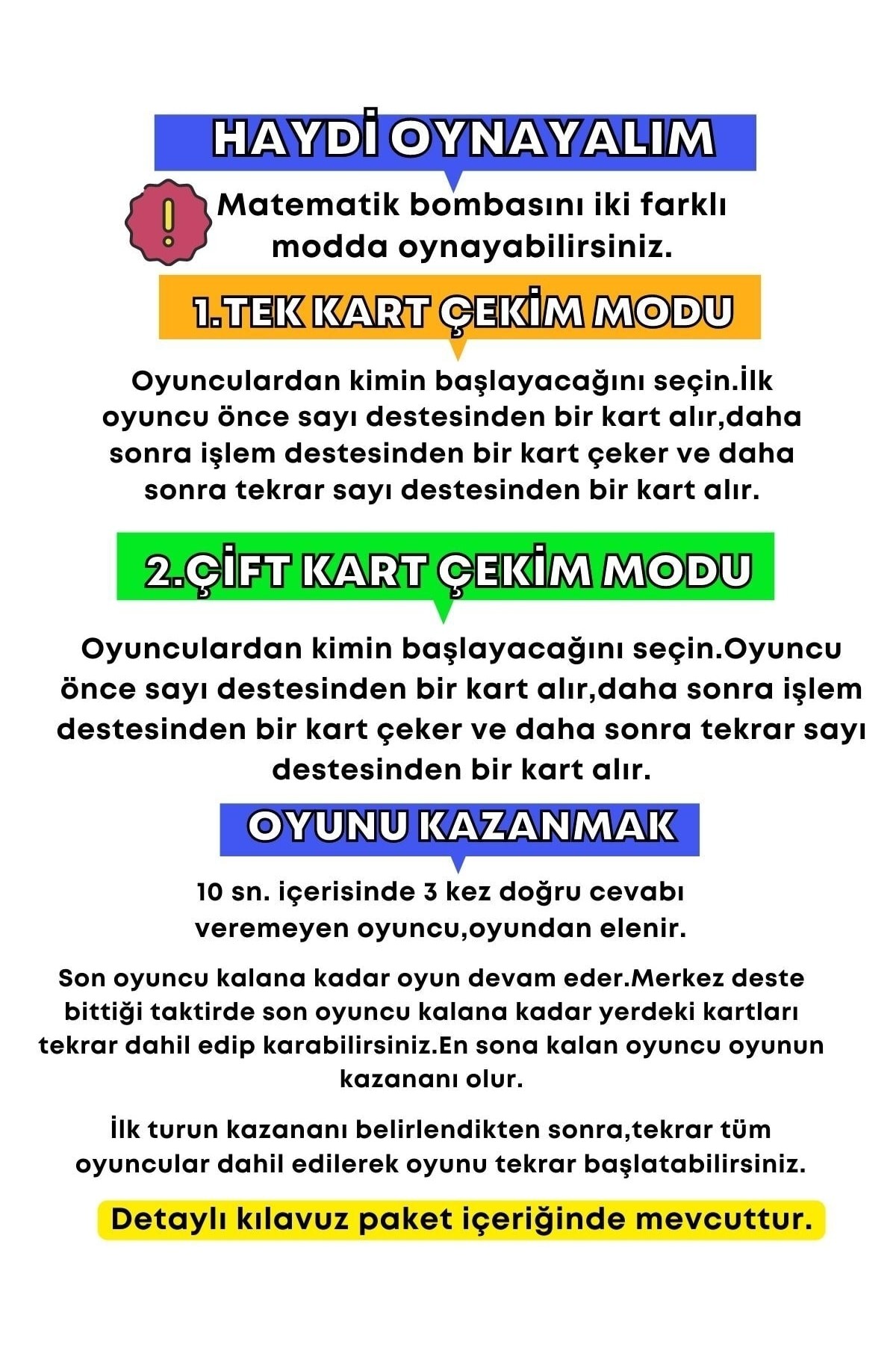 Matematik Bombası | Eğitici Zeka Geliştirici Kart Oyunu | Kutu Oyunu