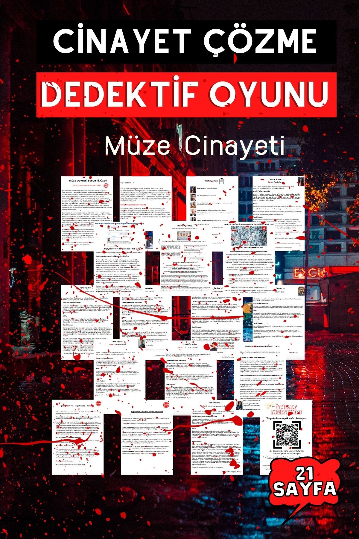 Anında İndirilebilir | Yazdırılabilir PDF Dedektif Oyunu Müze Cinayeti Davası