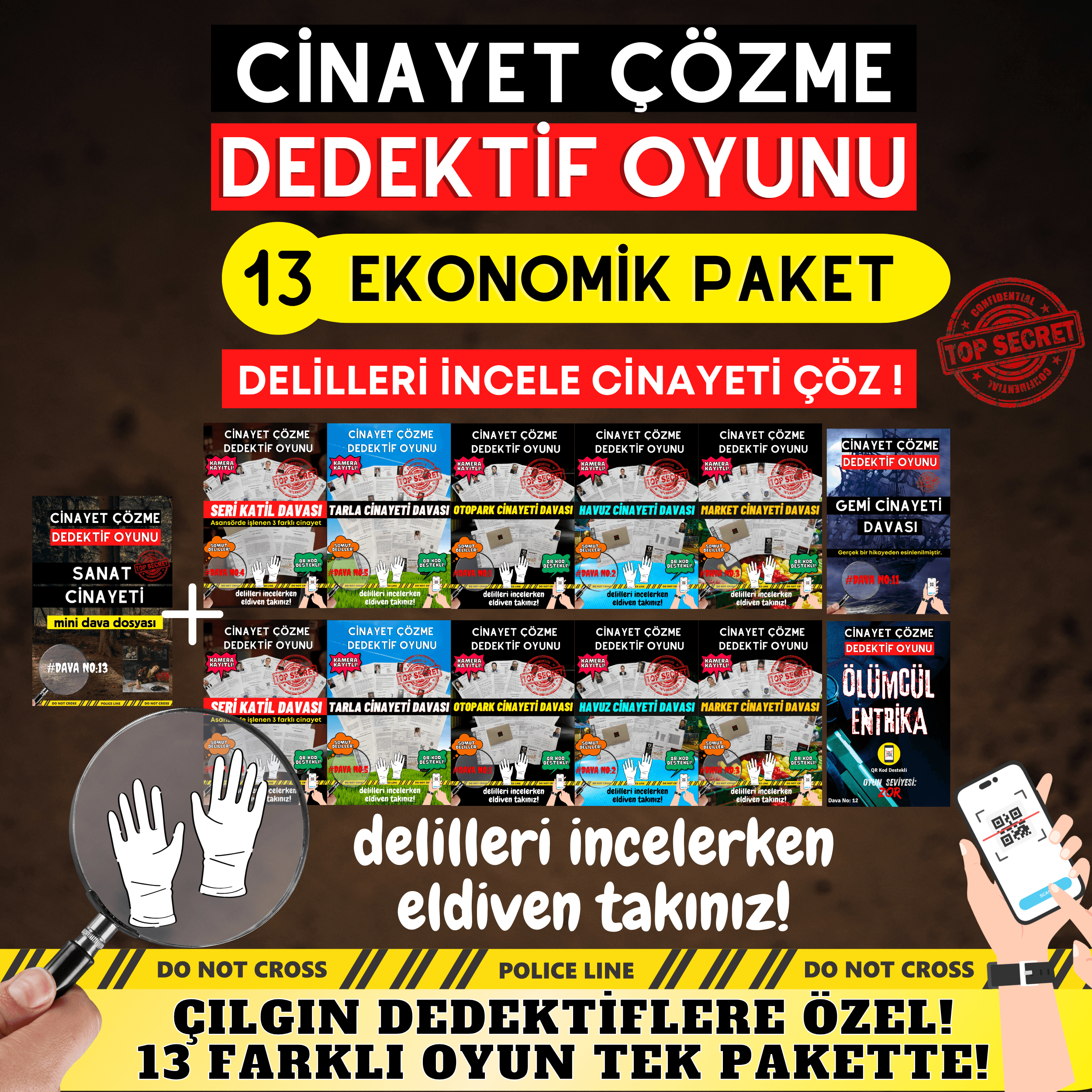 13'lü Ekonomik Paket Cinayet Çözme Dedektiflik Oyunu | Katil Kim Oyunu