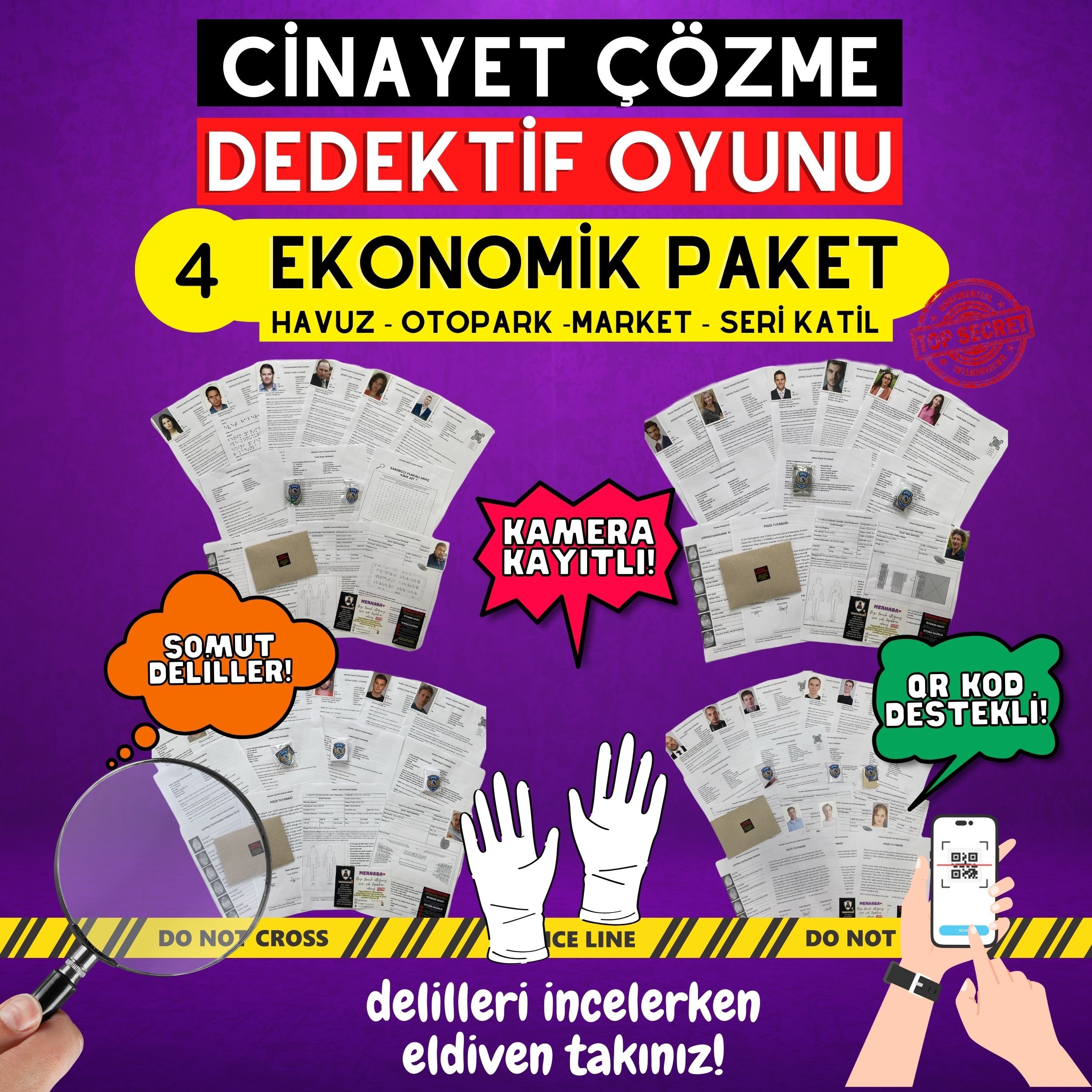 4'lü Ekonomik Paket Cinayet Çözme Dedektiflik Oyunu | Katil Kim?