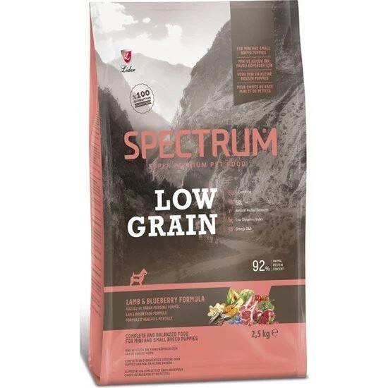 Spectrum Low Grain Kuzu&Yaban Mersinli Orta ve Büyük Irk Yavru Köpek Kuru Maması 2,5 Kg