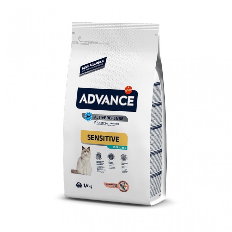 Advance Cat Sterilized Salmon Sensitive, Kısırlaştırılmış Hassas Yetişkin Kedi Maması 1,5 Kg