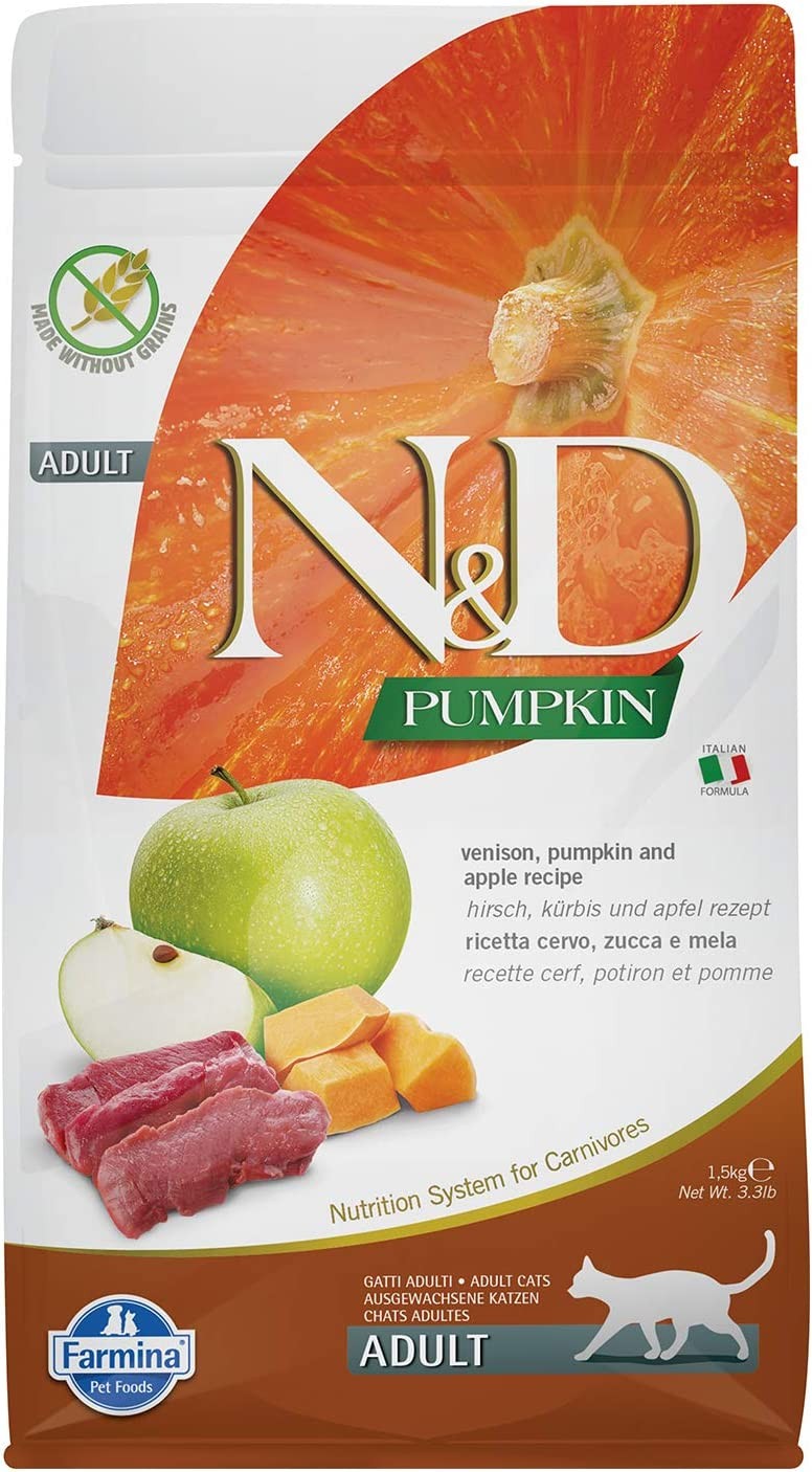 N&D Pumpkin Tahılsız Geyik & Elma Kedi Maması, 1,5 Kg