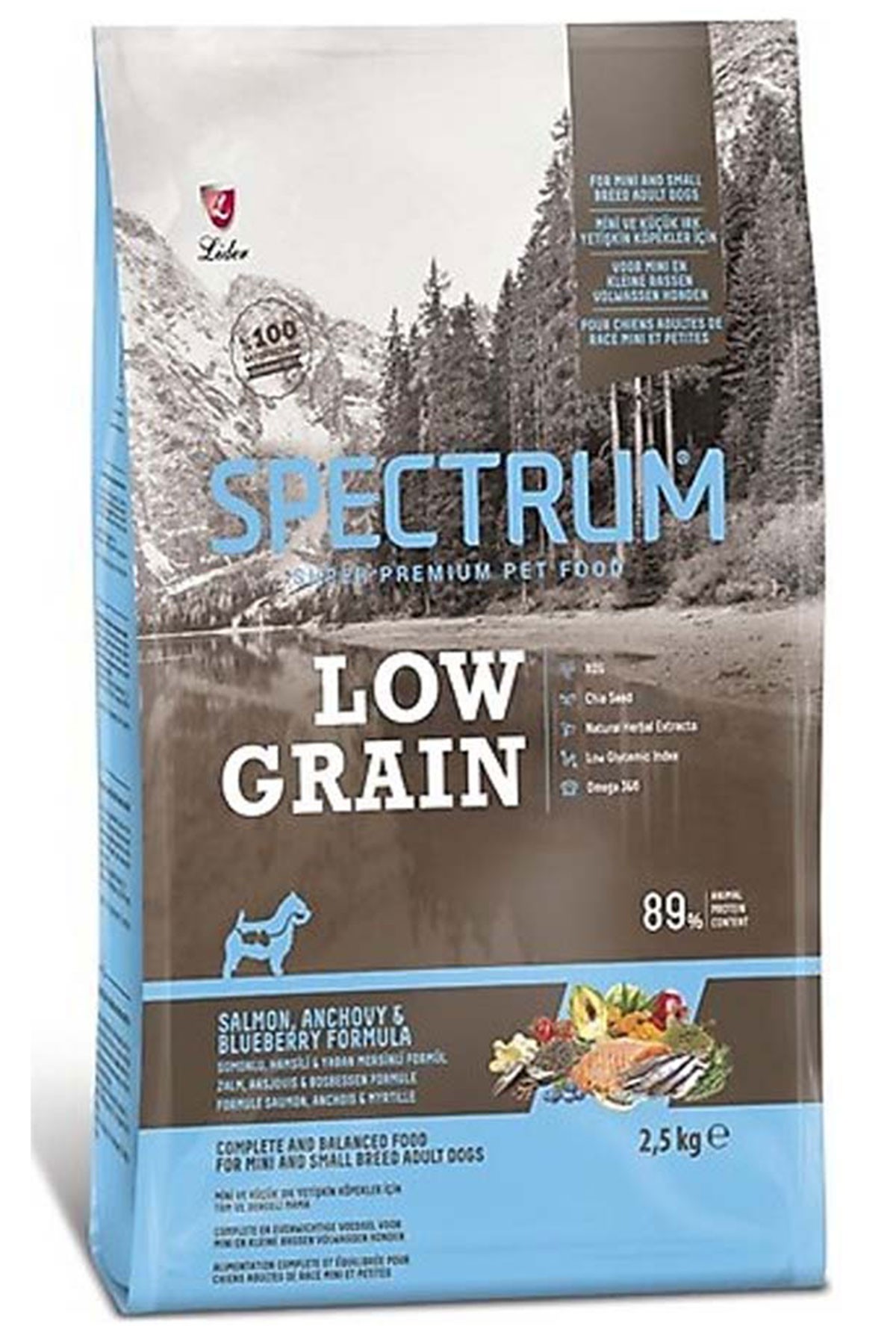 Spectrum Low Grain Somon&Hamsi ve Yaban Mersinli Mini Irk Yetişkin Köpek Kuru Maması 2,5 Kg