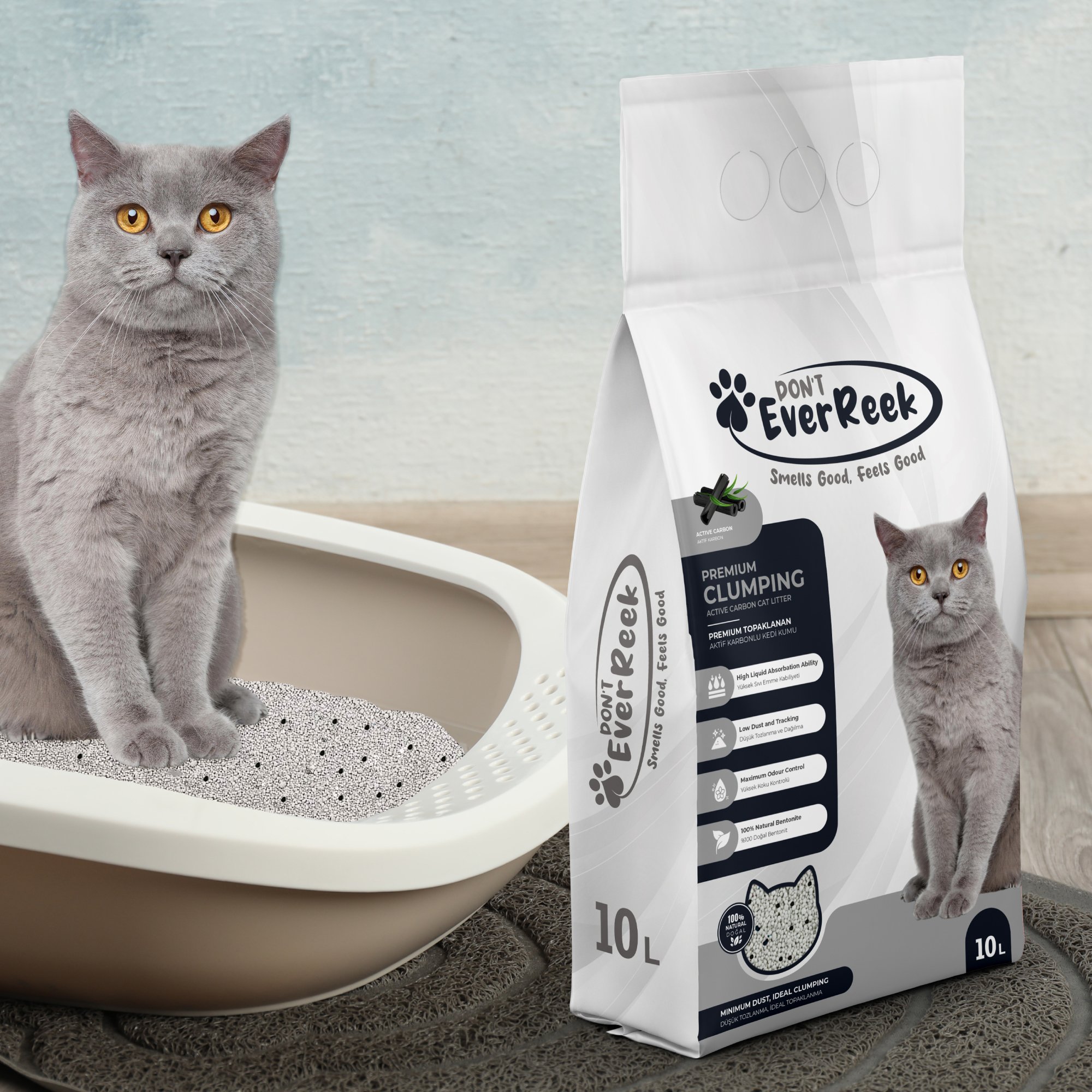 Ever Reek Kedi Kumu (10 Litre, Aktif Karbon)